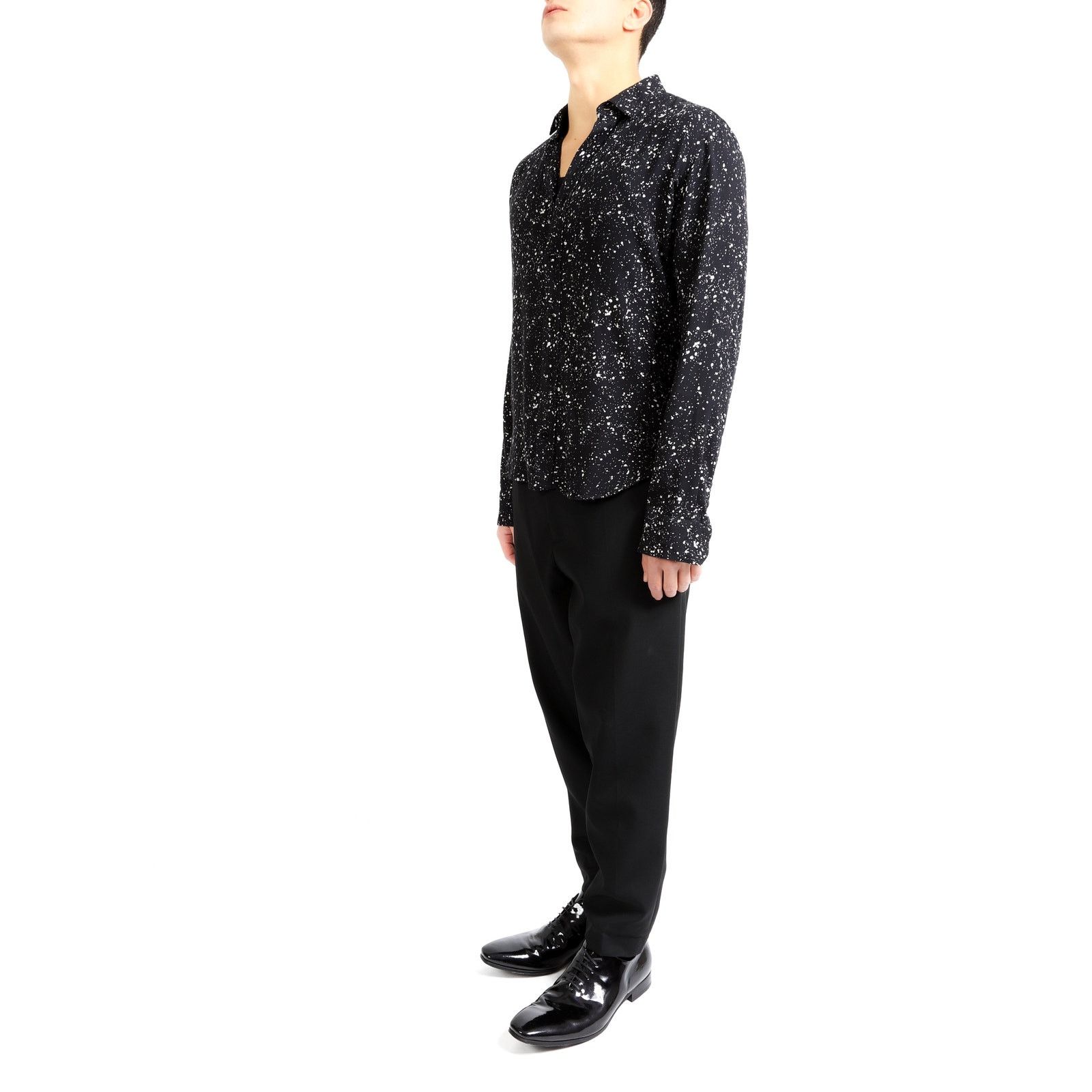 Saint Laurent Paris FW15 Splatter Shirt in Black & White Viscose Size US M / EU 48-50 / 2 - 4 Thumbnail