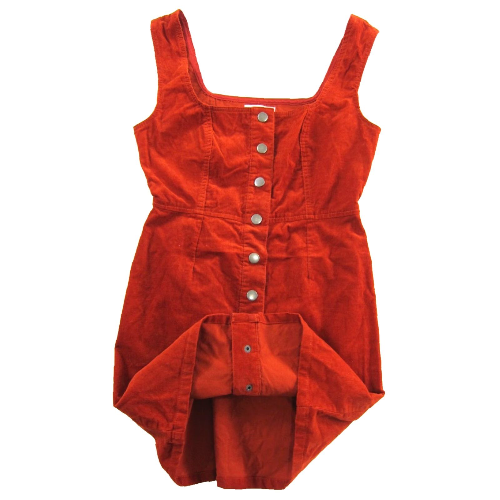 Urban Outfitters Urban Outfitters Shirt Dress 4 Orange Corduroy Stretch Snap Button Down Tank Dress Womens 90s Vintage Size S / US 4 / IT 40 - 4 Thumbnail