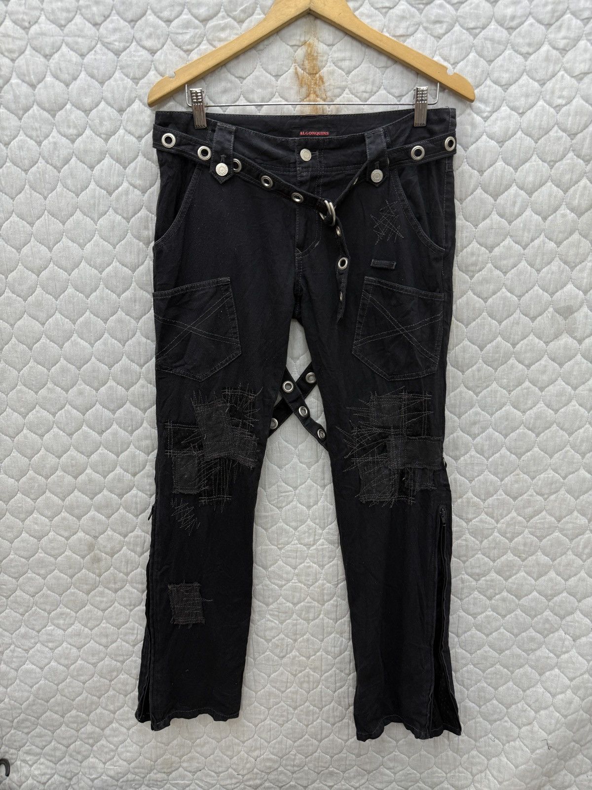 If Six Was Nine 🔥🔥🔥ARCHIVE ALGON QUINS BONDAGE PUNK PANTS Size US 32 / EU 48 - 1 Thumbnail