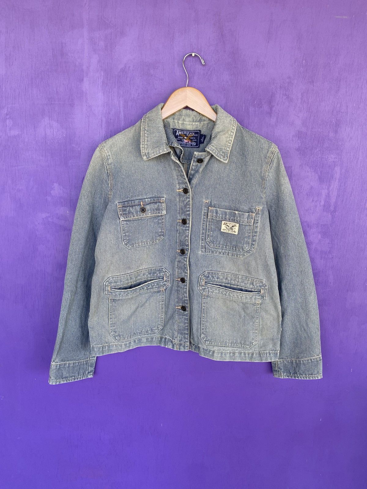 Other Vintage 00s American living pinstriped denim jacket Size US M / EU 48-50 / 2 - 1 Thumbnail