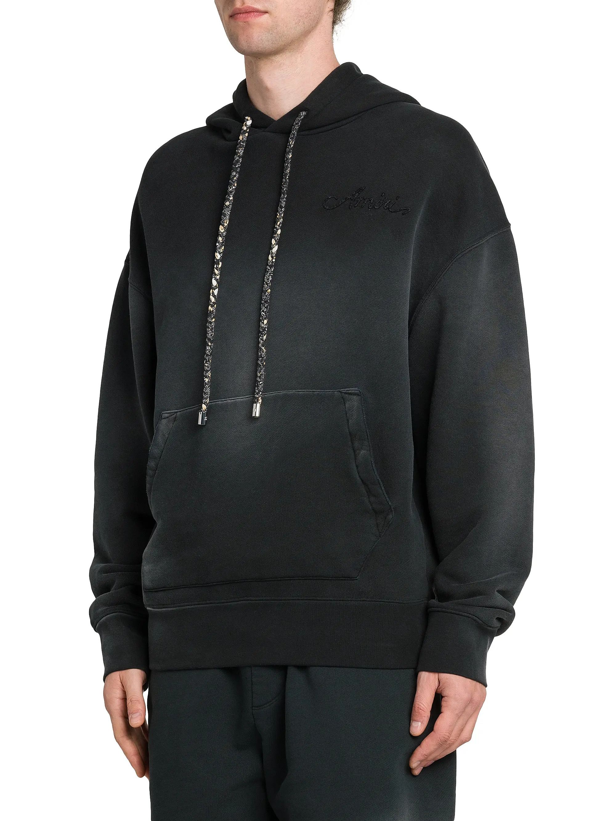 Amiri os11x1225 Bleach Bandana Cotton Oversized Hoodie in Black Size US M / EU 48-50 / 2 - 4 Thumbnail
