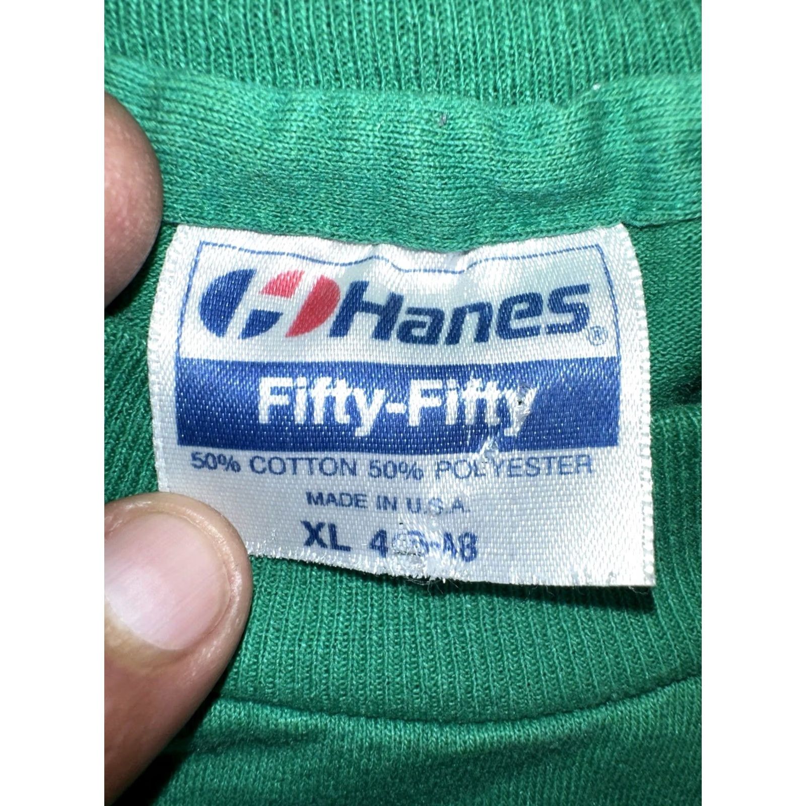 Hanes VINTAGE Hanes 50-50 T-Shirt Men XL Green Stitch Single Stitch Hanes 50-50 Mens Shirt XL Green Stitch Size US XL / EU 56 / 4 - 3 Thumbnail