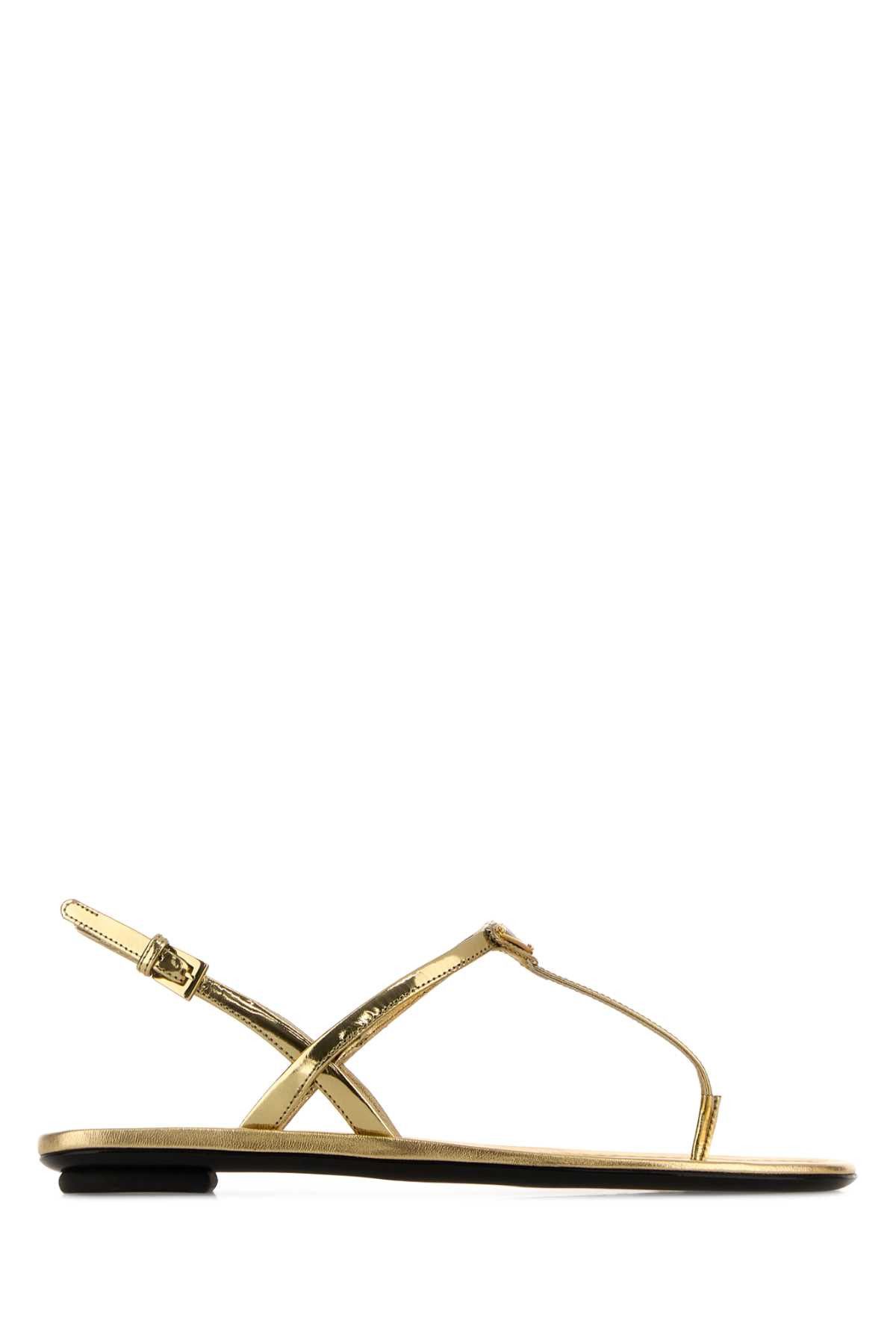 Prada Gold Leather Thong Sandals Size US 5.5 / IT 35.5 - 1 Thumbnail