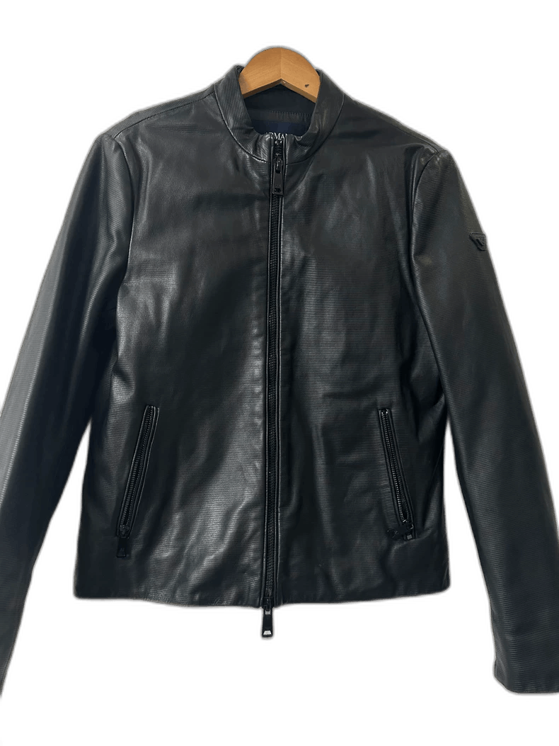 Emporio Armani Armani Men’s Black Leather Jacket Size US M / EU 48-50 / 2 - 1 Thumbnail