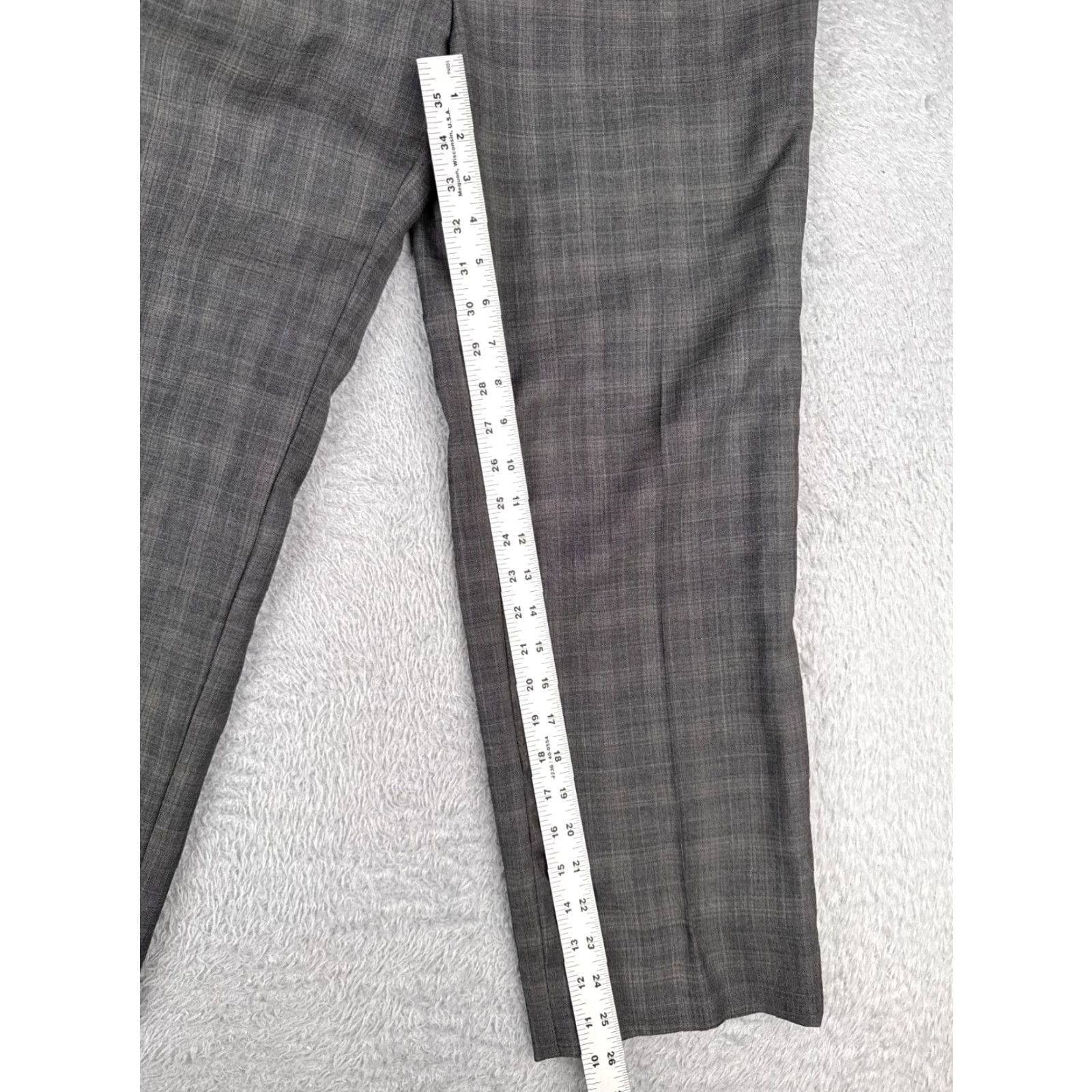 Ralph Lauren Tommy Hilfiger Pants Men 34 Gray Plaid Pleated Polyester Zip Fly 34x27 Regular Straight Dress Pants Mens Size US 34 / EU 50 - 6 Thumbnail