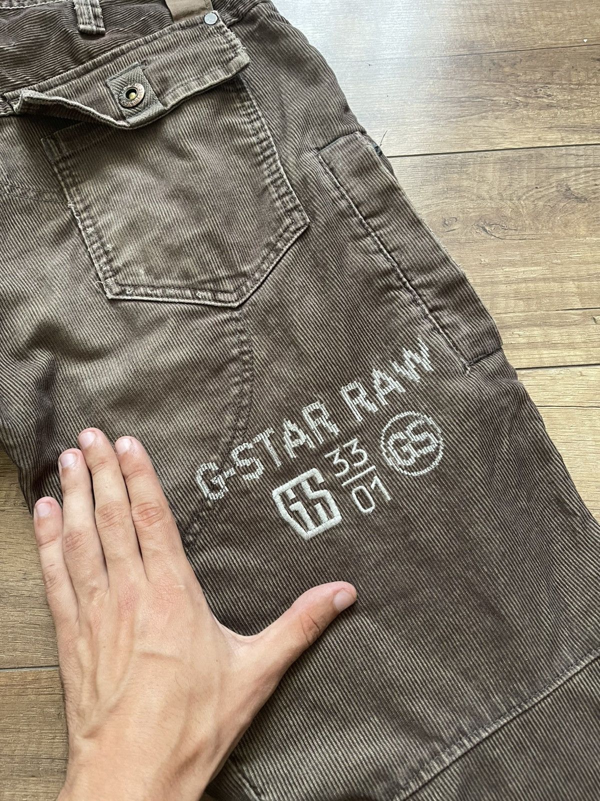 G-Star G Star Raw Vintage Cargo Velvet Pants Big Logo Size US 31 - 8 Thumbnail