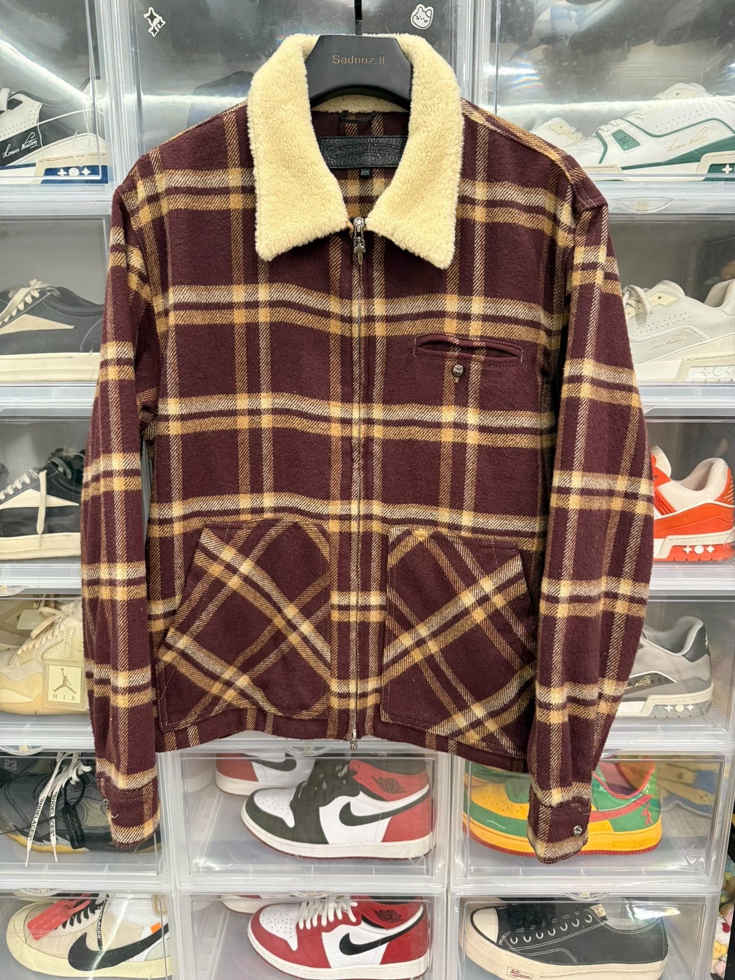 Chrome Hearts Chrome Hearts Burgundy Plaid Zip Shirt Jacket Size US L / EU 52-54 / 3 - 1 Thumbnail