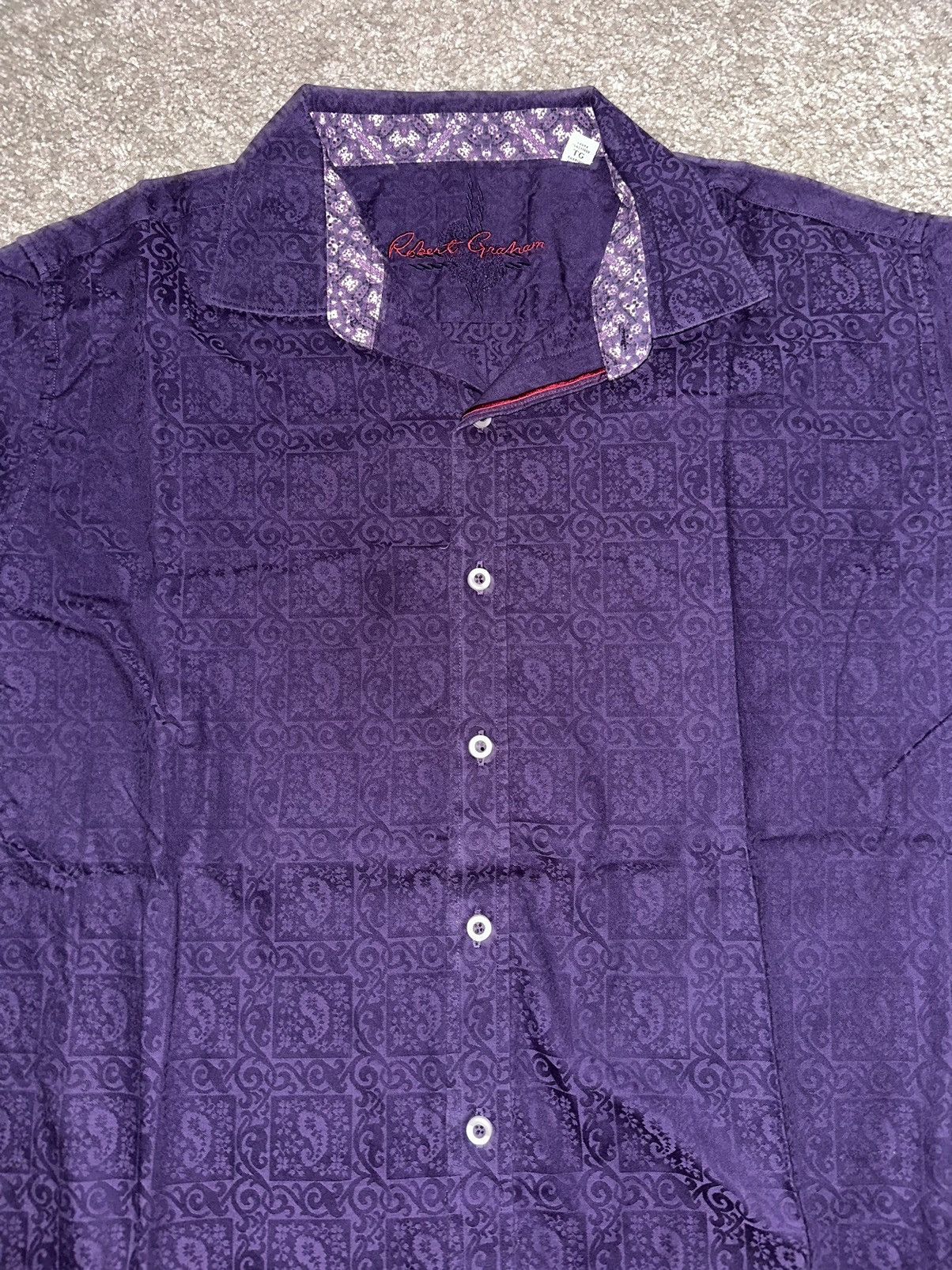 Robert Graham Robert Graham Purple Floral Print Flip Cuff Button Up Shirt Size US XL / EU 56 / 4 - 3 Thumbnail