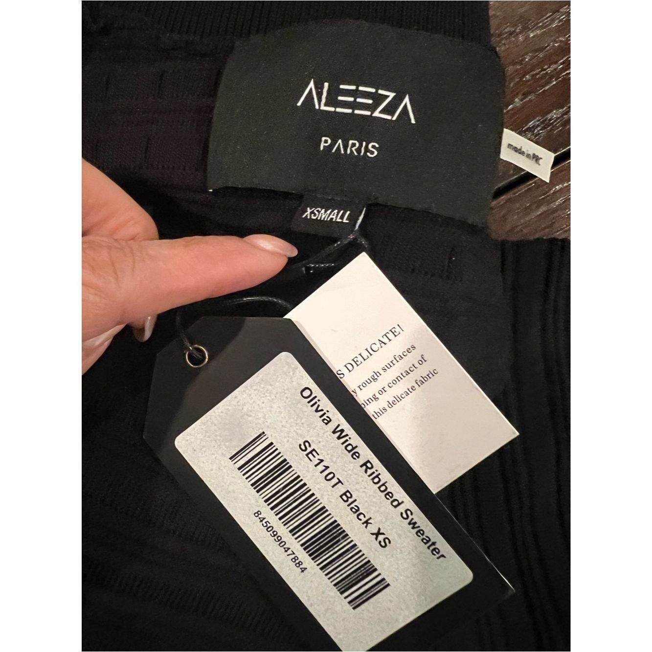 Other Aleeza Paris Olivia Wide Ribbed Sweater Black XS NWT Mock N Size XS / US 0-2 / IT 36-38 - 7 Thumbnail