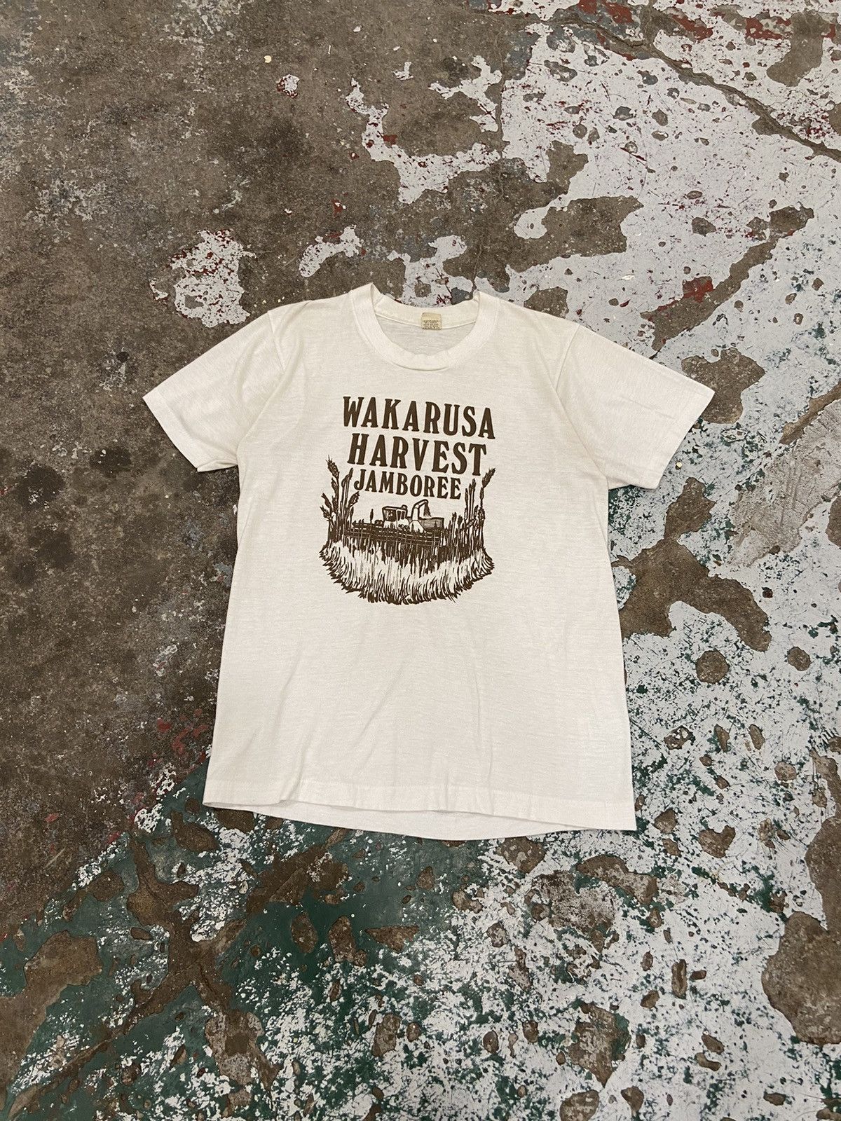 Vintage Vintage 1970s White Brown Graphic Tee Size US S / EU 44-46 / 1 - 1 Thumbnail