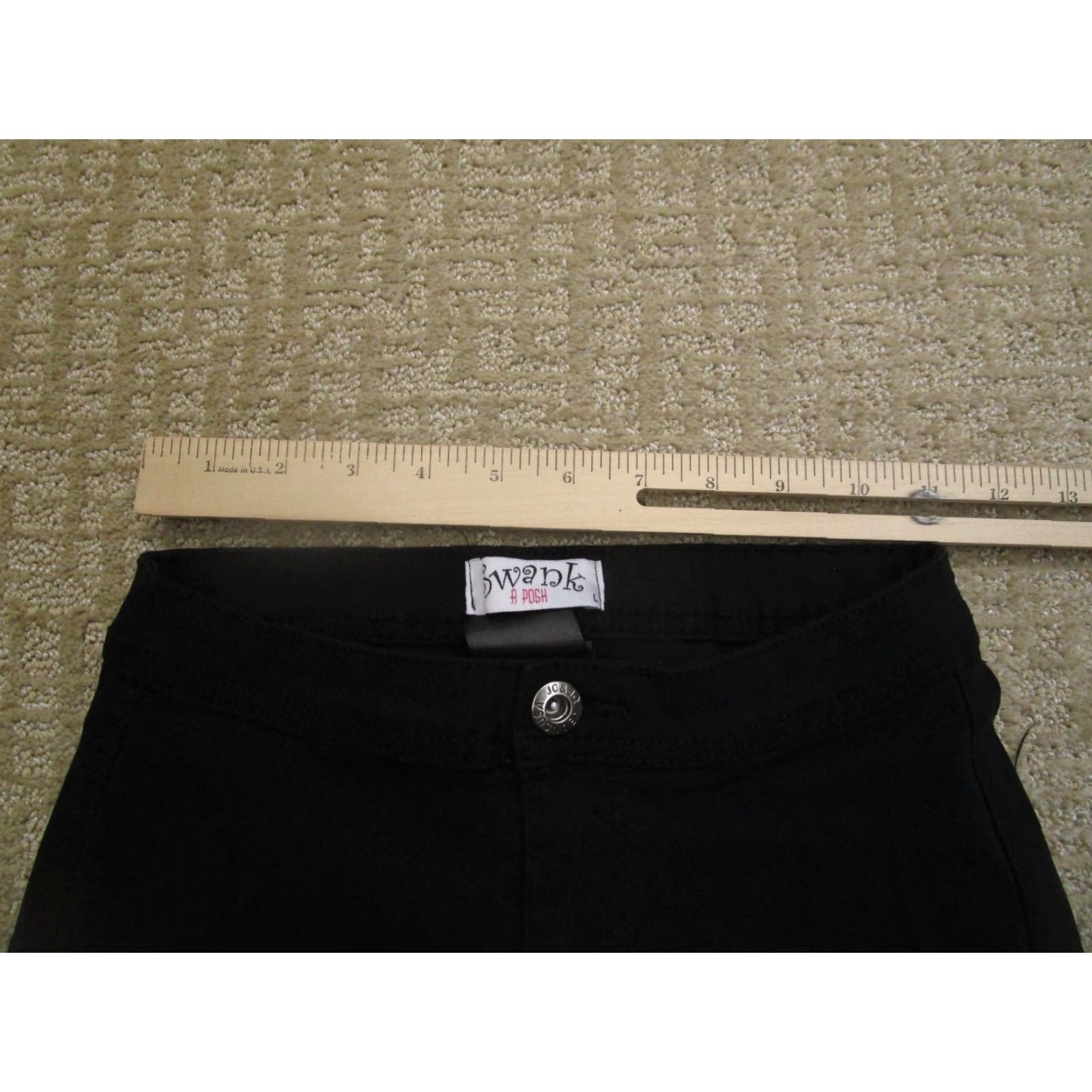 Vintage Swank A Posh Jeans Women 0 Black High Rise Flared Bell Bottoms Pants Stretch Shirt category not needed Size 25" / US 0 / IT 36 - 5 Thumbnail