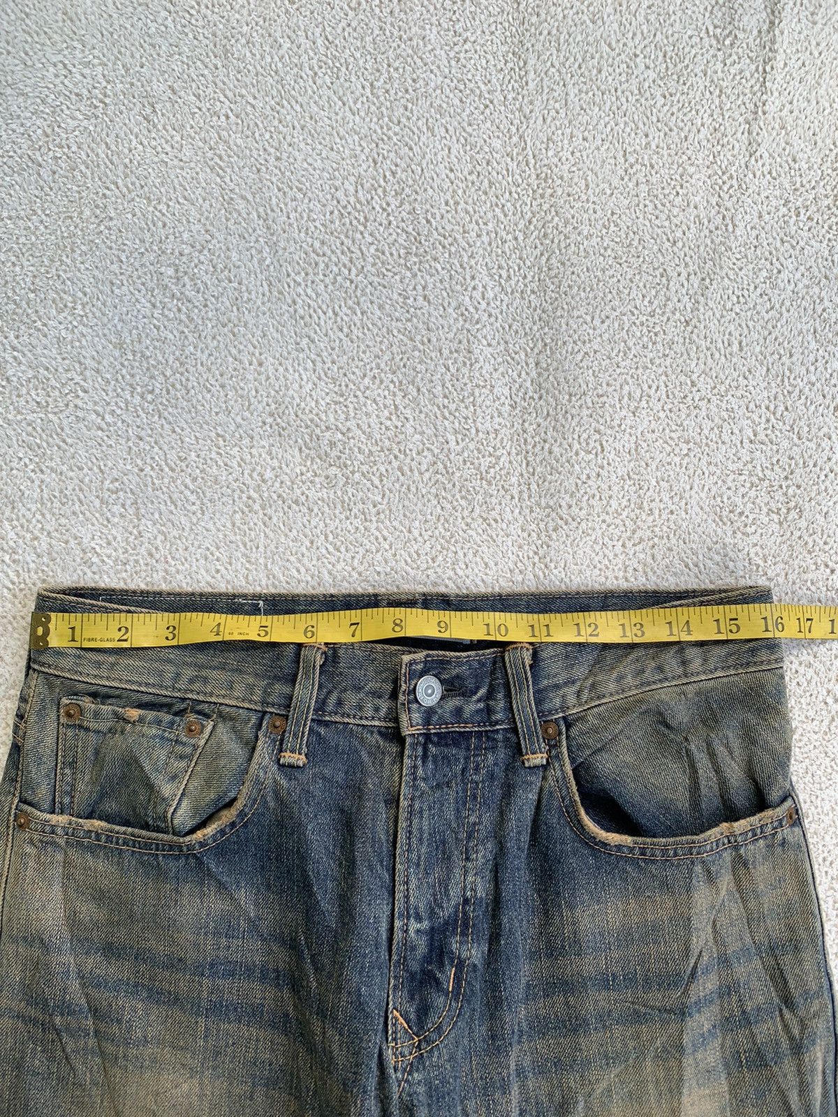 If Six Was Nine × Japanese Brand × Le Grande Bleu (L.G.B.) Vintage Edwin XV Loose Yellow Mud Washed Distressed Jeans Size US 31 - 11 Thumbnail