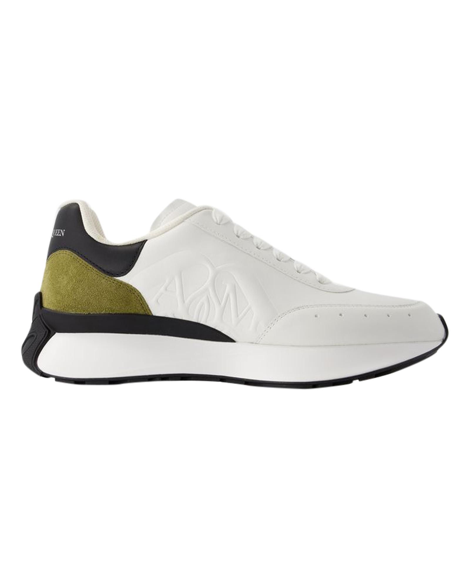 image of Alexander Mcqueen White Calfskin Sprint Runner Sneakers With Rubber Sole, Men's (Size 12)
