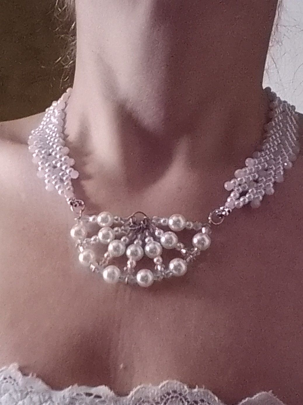 Handmade Necklace delicate beaded Fairy core wedding Size ONE SIZE - 3 Thumbnail