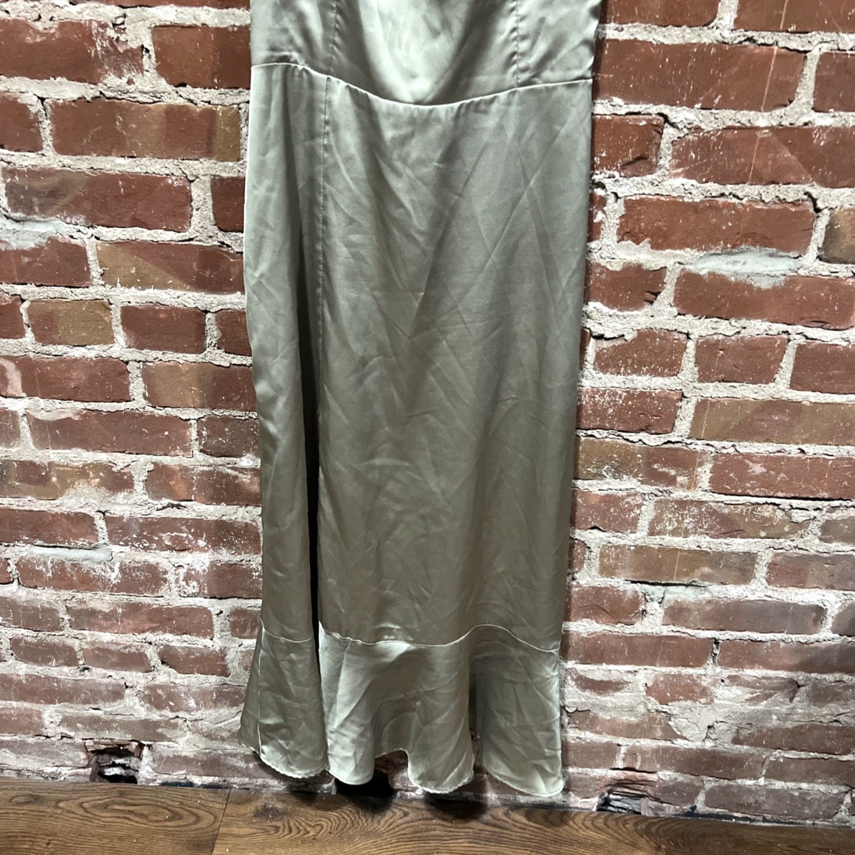 Show Me Your MuMu Show Me Your MuMu Womens Bridesmaid Claire Midi Dress Green Luxe Satin Large Size L / US 10 / IT 46 - 2 Thumbnail