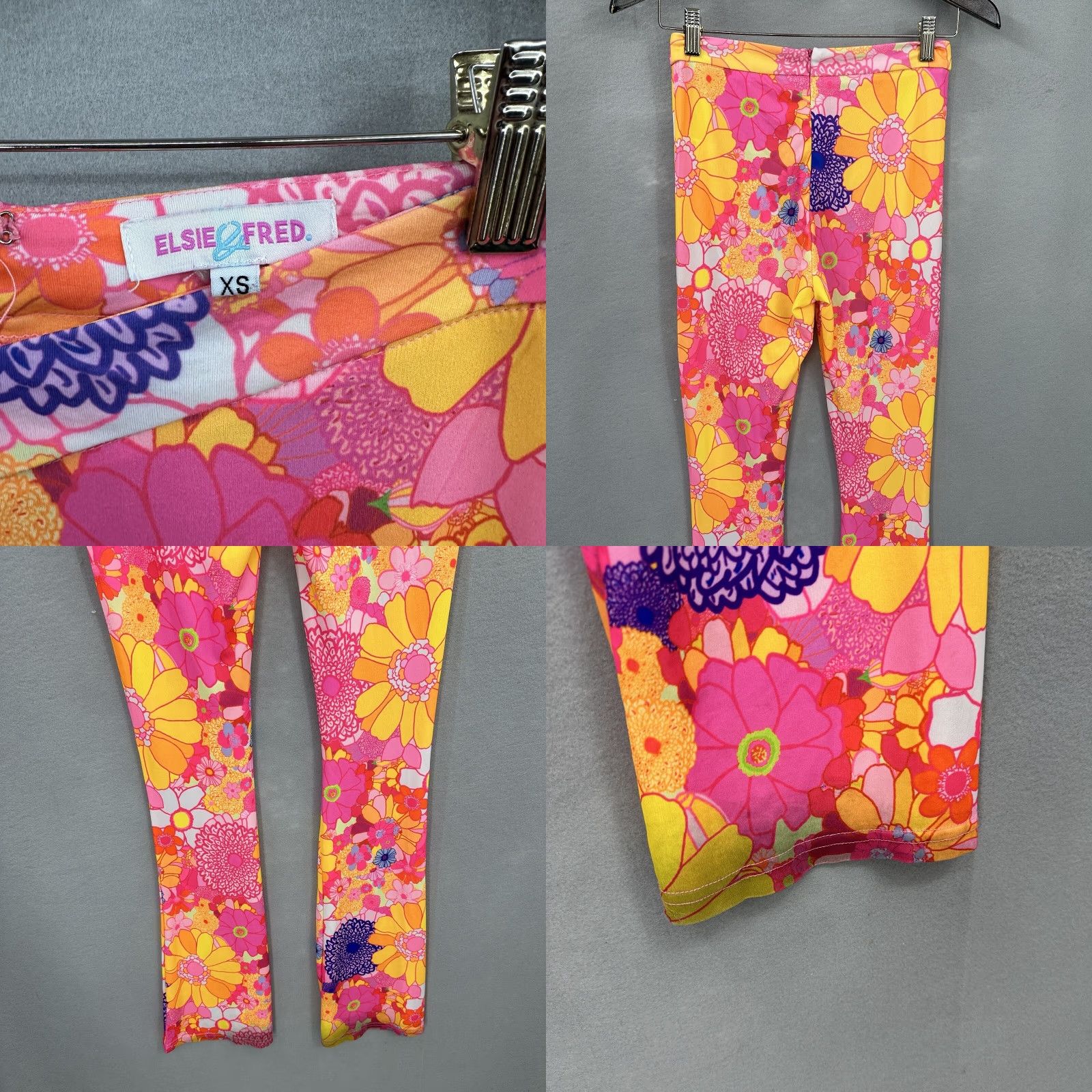 Vintage Elsie & Fred Floral Pants Womens XS Pink Hippie Flare Retro Zipper Casual Festival Flares Size 26" / US 2 / IT 38 - 8 Thumbnail