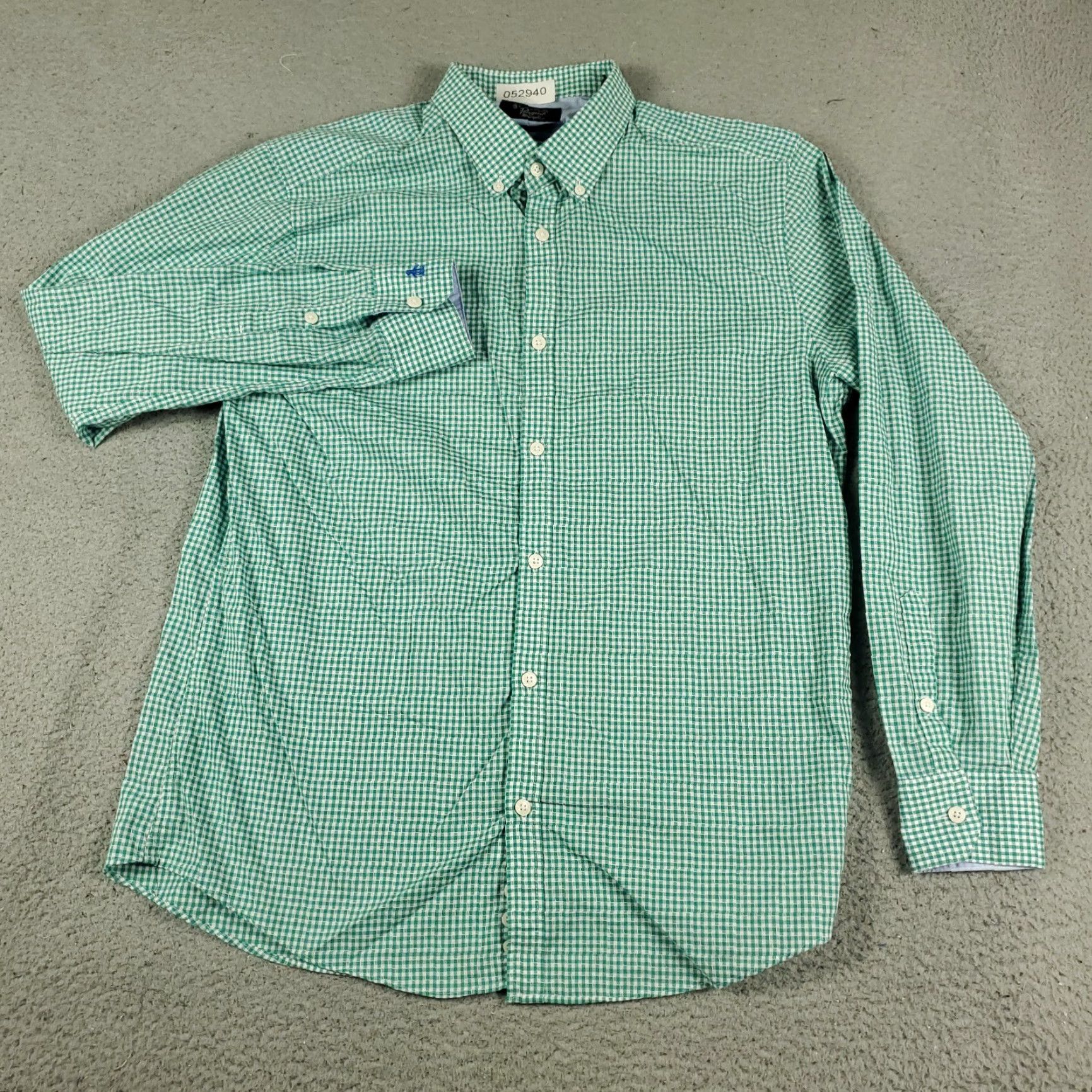 Vintage Penguin Dress Shirt Mens 15.5 Green Check Long Sleeve Button Up Casual Business Size 40R - 2 Thumbnail