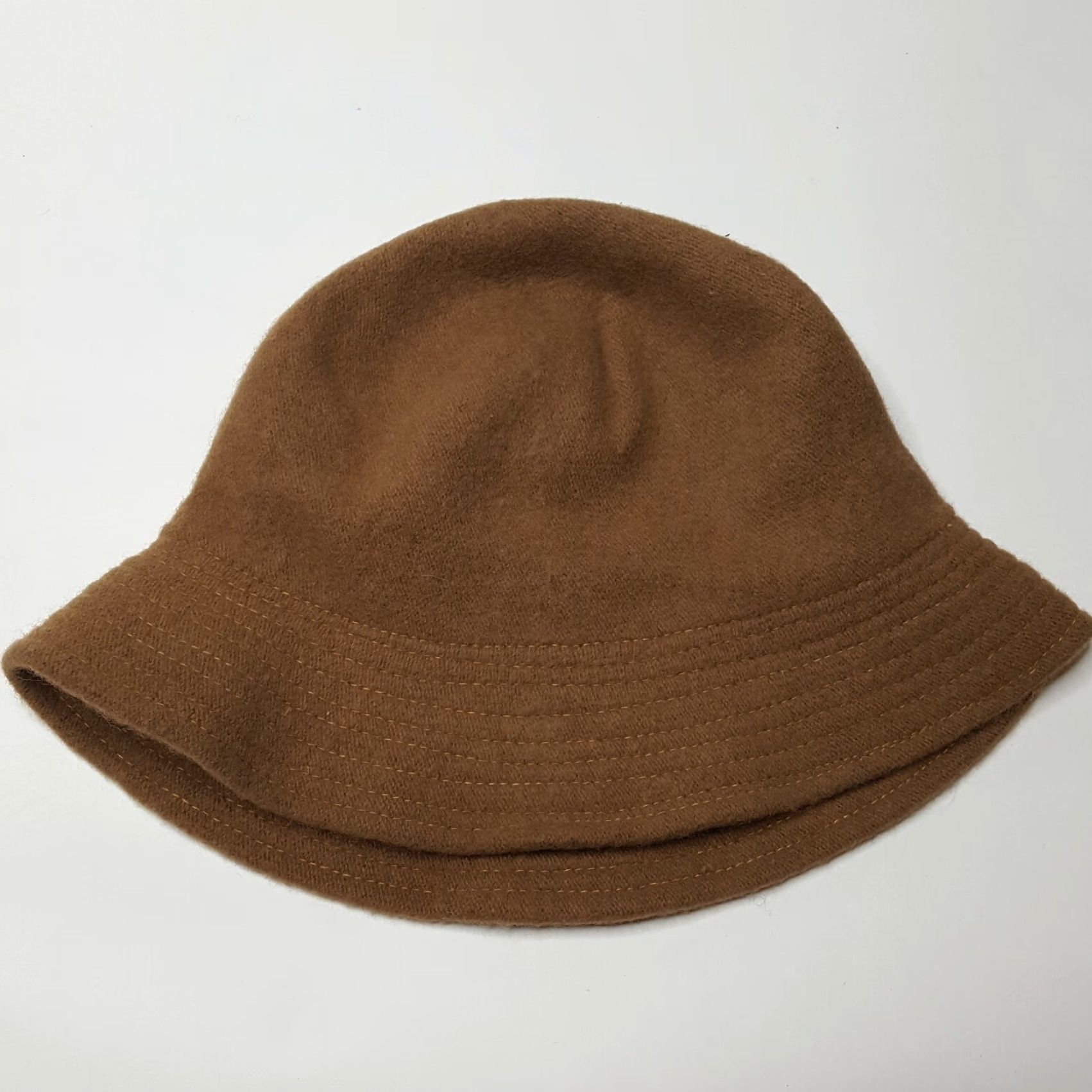FELT Vintage 80s Wool Beige Felt Hat Womens Bucket M Cap Winter Crusher Warm Brown Brand HaT Vintage Yes Wool 100% Felt Size ONE SIZE - 4 Thumbnail