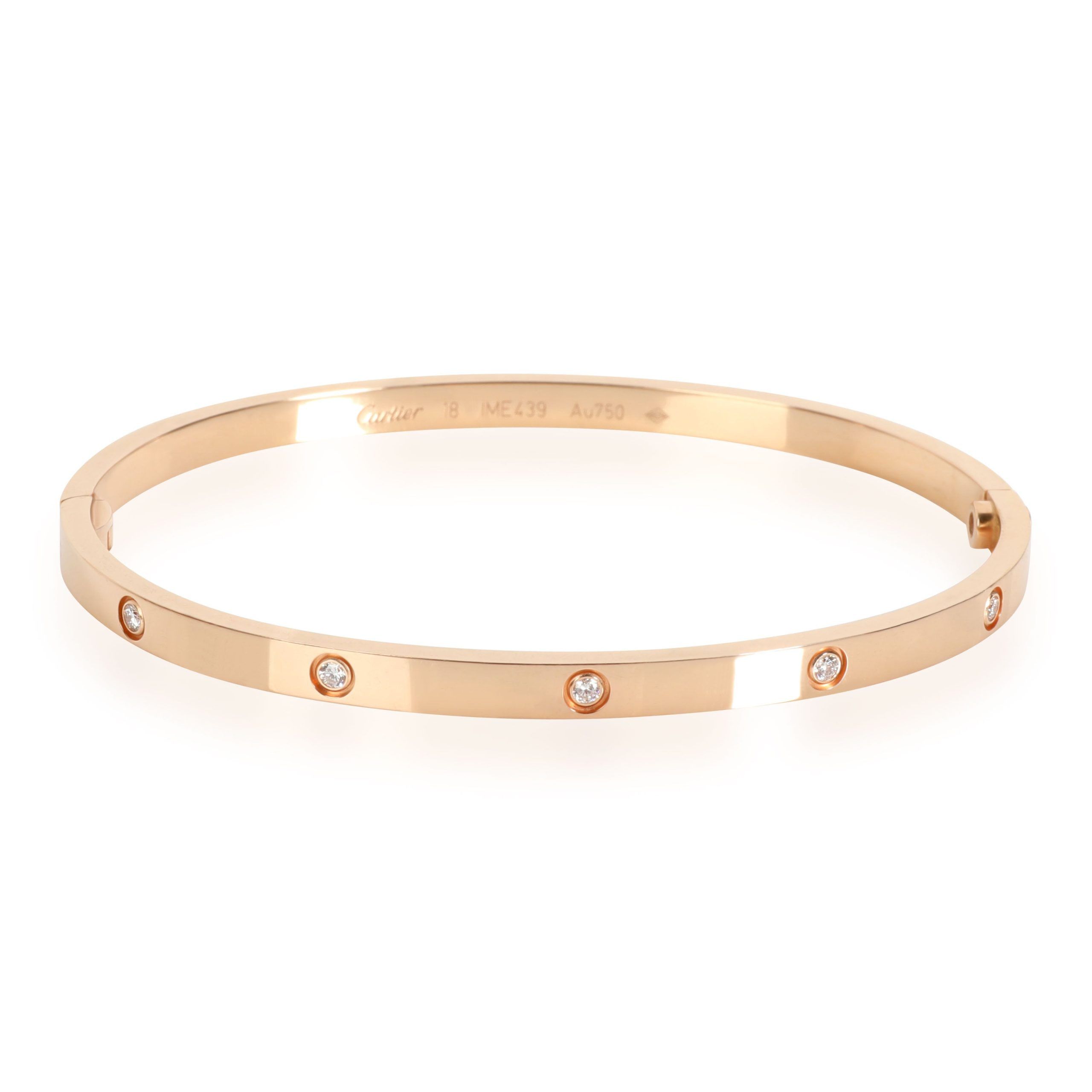 image of Cartier Love Diamond Bracelet In 18K Rose Gold Sm 0.21 Ctw, Women's