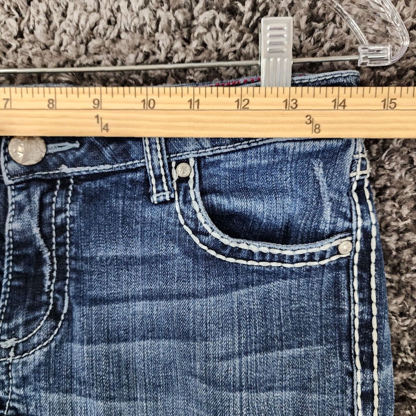 47 VINTAGE Rock 47 Womens Jeans Bootcut Heavy Stitch Distressed Size 5 Blue Size 27" / US 4 / IT 40 - 4 Thumbnail