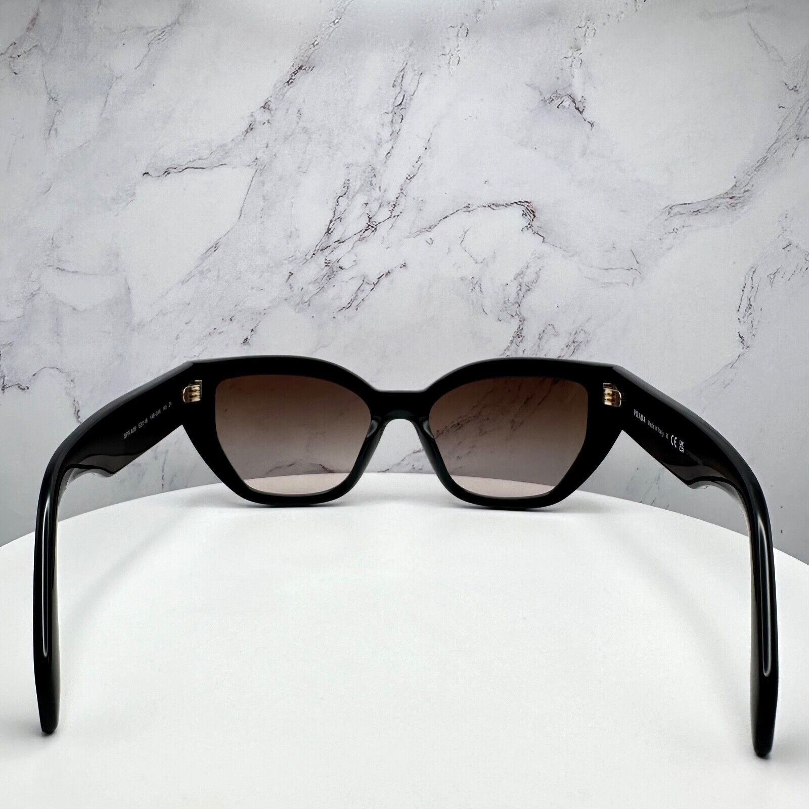 Prada New Prada Black Sunglasses Cat Eye Gold PRADA Metal Logo Size ONE SIZE - 18 Thumbnail