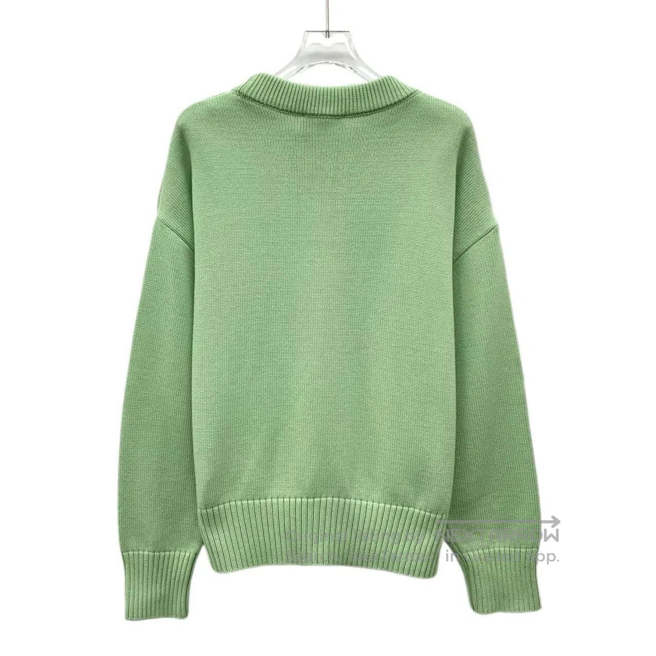 AMI Ami Green Heart Letter Embroidered Cotton Crew Neck Long S Size US S / EU 44-46 / 1 - 2 Thumbnail