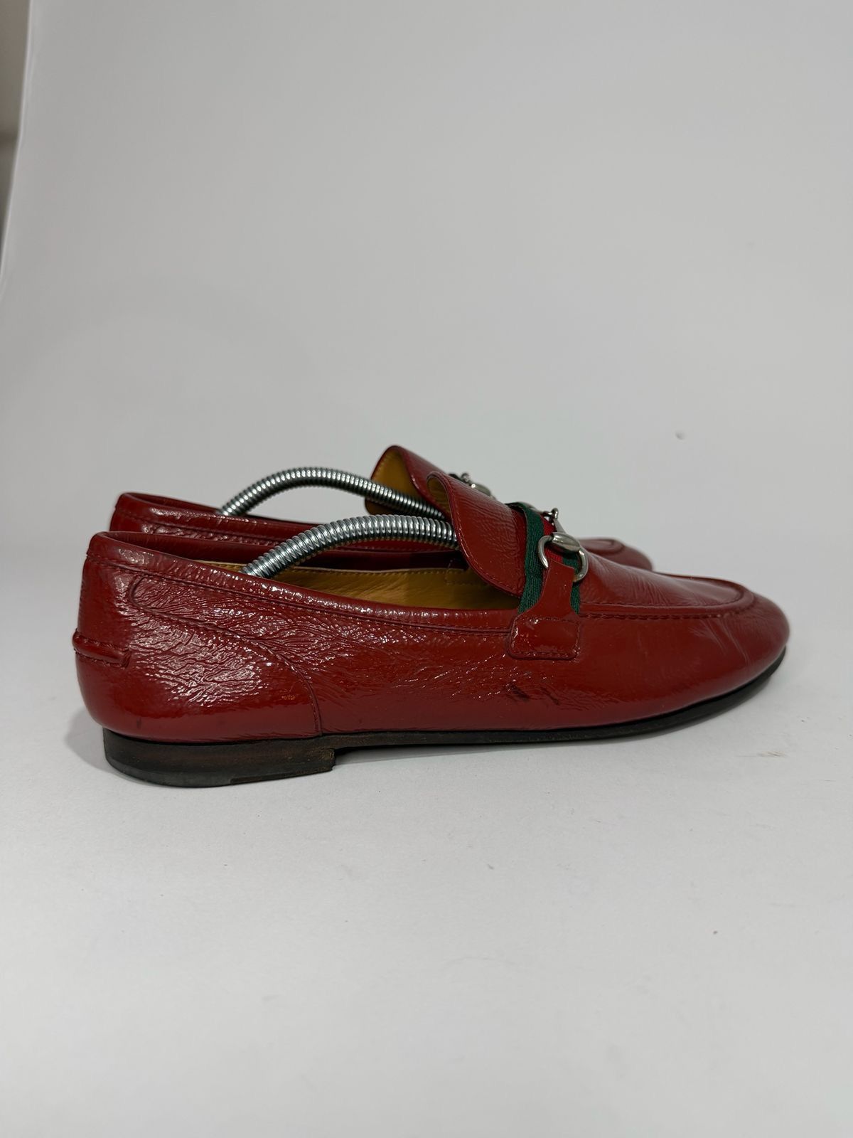 Gucci Gucci Patent Leather Web Horsebit Loafers - Size 38 Size US 8 / IT 38 - 5 Thumbnail