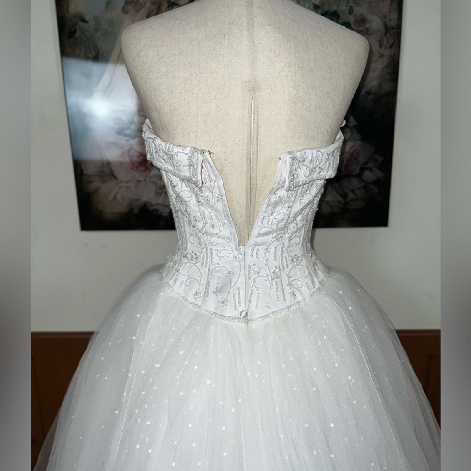 Other David’s Bridal Sparkling Tulle Bateau Waist Wedding Gown! Size S / US 4 / IT 40 - 6 Thumbnail