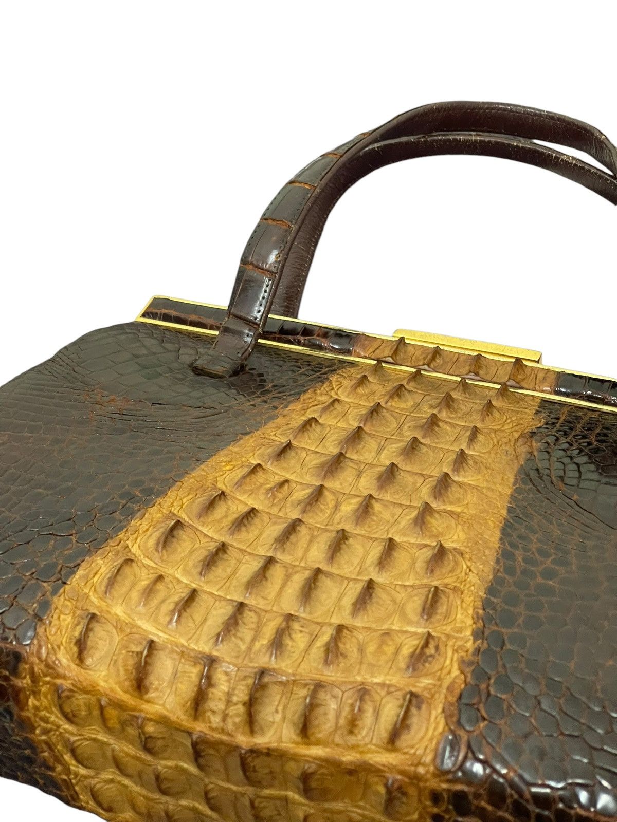 Vintage Crocodile Leather Patina Vtg 50s Unknown Japan Hand Bag 4🟩 Size ONE SIZE - 21 Thumbnail