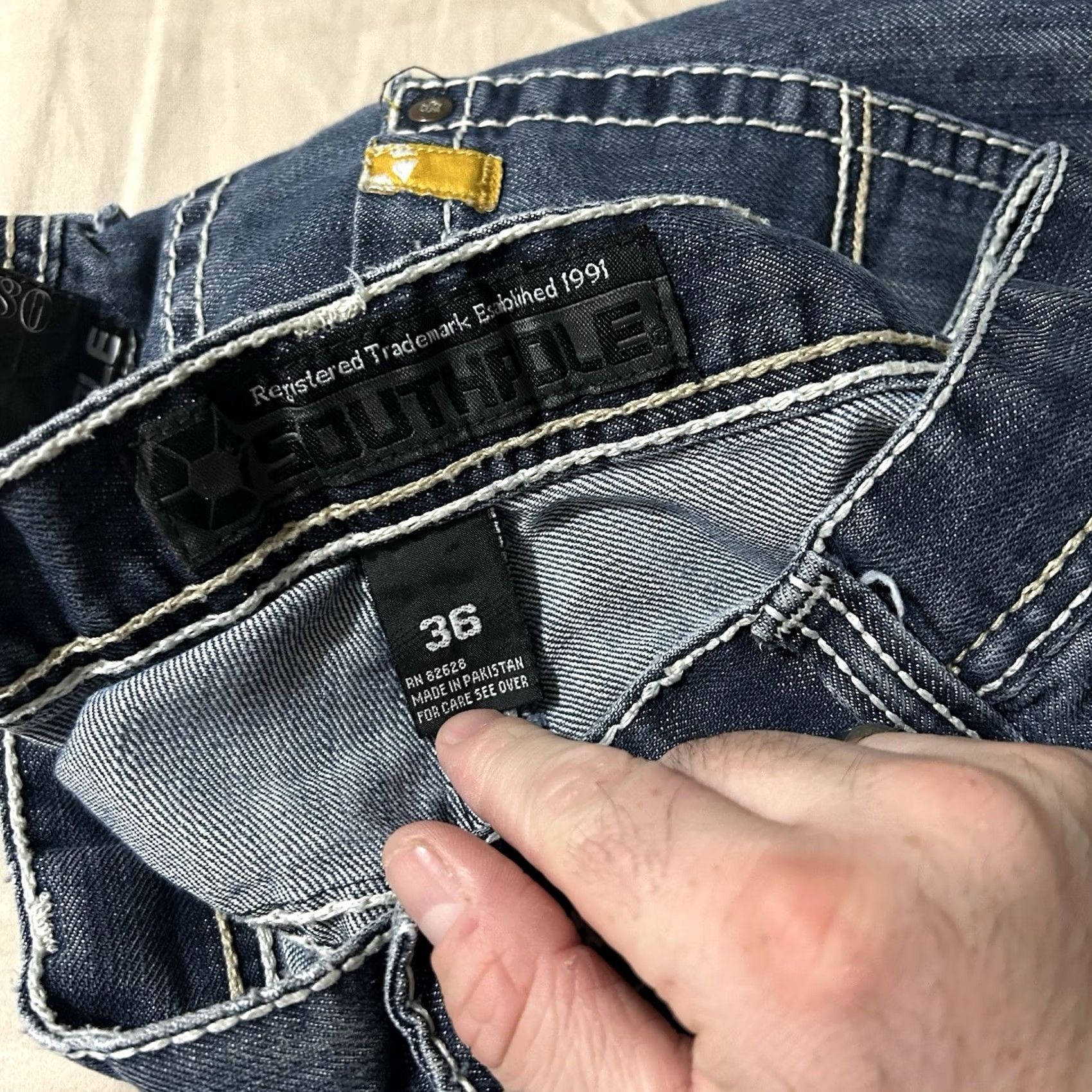 Southpole VINTAGE Southpole Jeans Men 36x30 Blue Grunge Y2K Baggy Skater Straight Tab Yellow Sky? Size US 36 / EU 52 - 5 Thumbnail