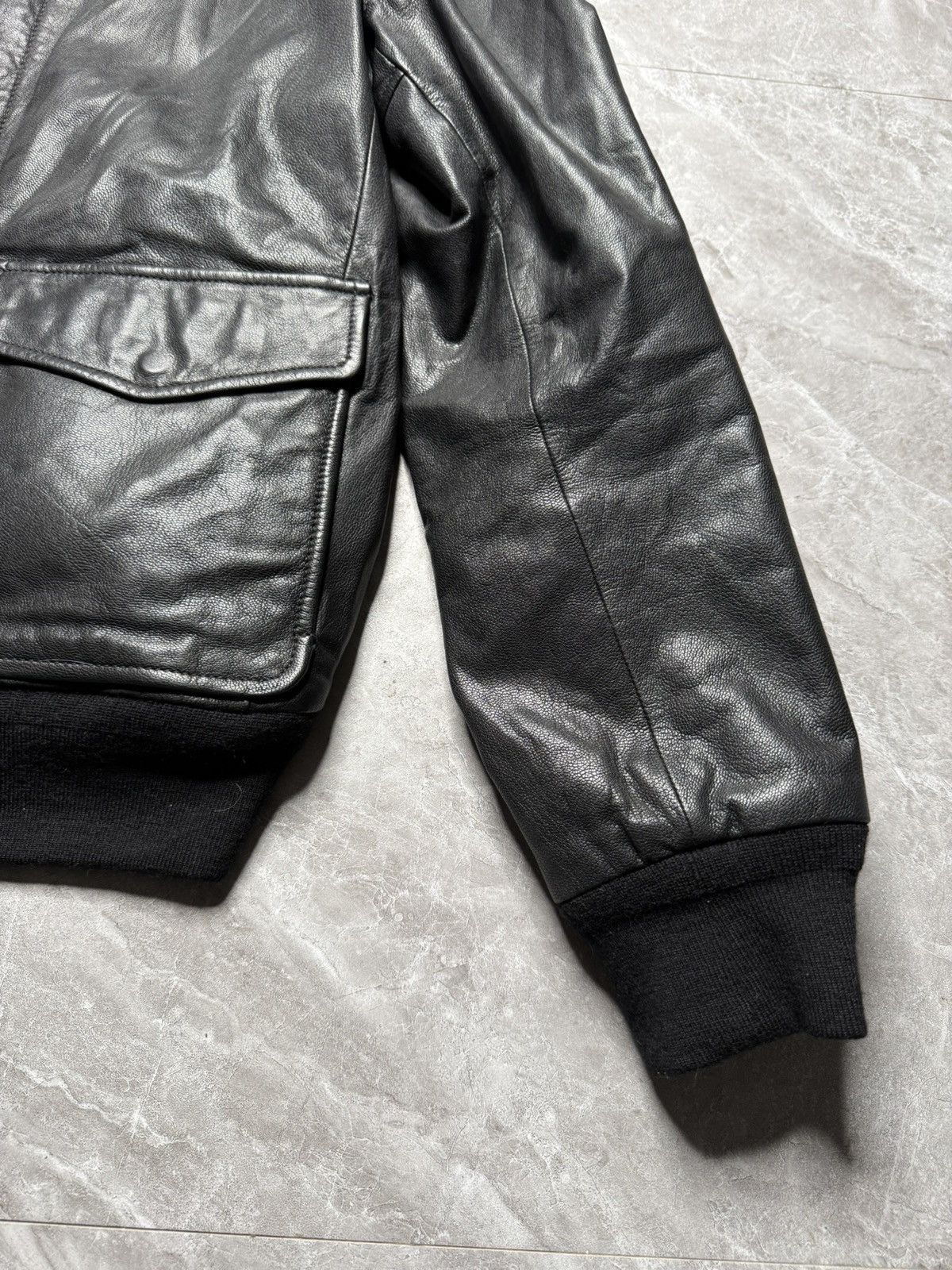 Emporio Armani Armani Exchange Leather Aviator Jacket With Fur Collar Size US L / EU 52-54 / 3 - 2 Thumbnail