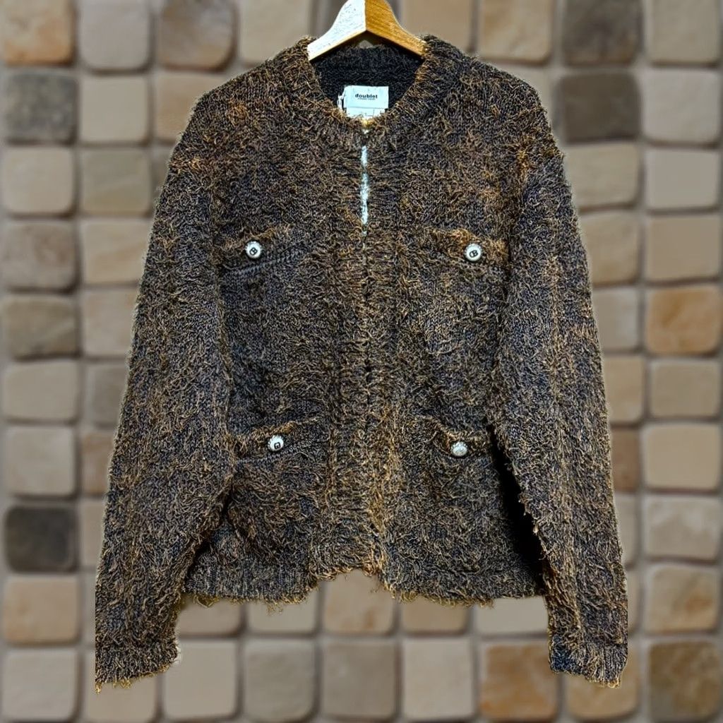 Doublet Doublet IDOL Tweed Knit Cardigan - Gray 2025SS Size M Cotton Japan Used Size US M / EU 48-50 / 2 - 1 Thumbnail