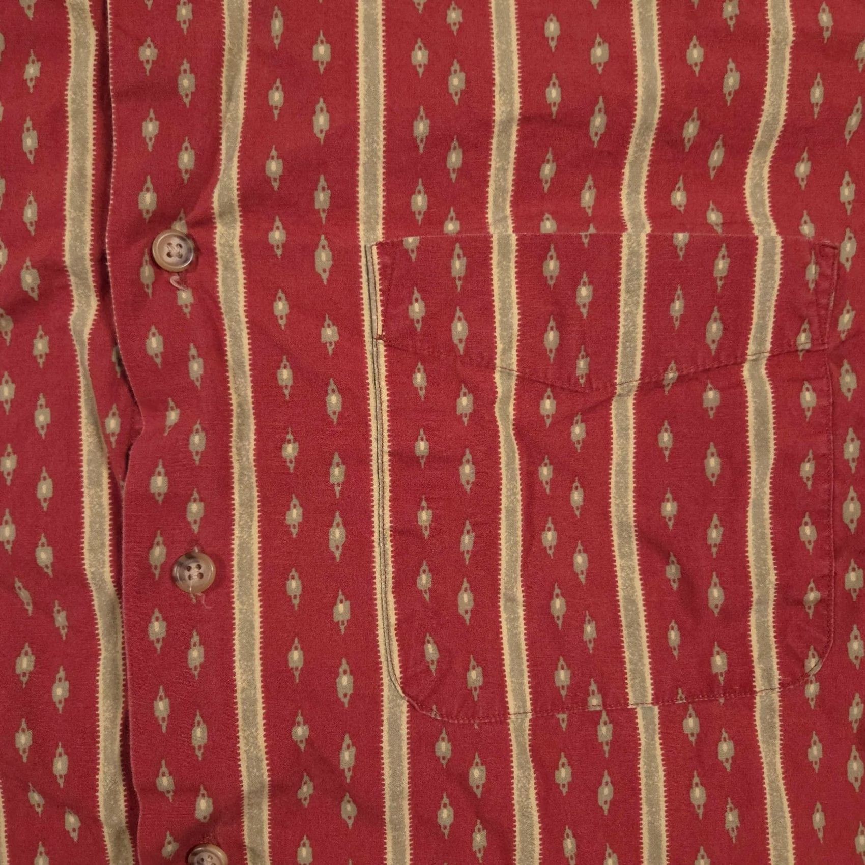 Arrow Arrow 1851 Shirt Mens Medium Red Tan Striped Long Sleeve Button Down Pocket Size US M / EU 48-50 / 2 - 4 Thumbnail