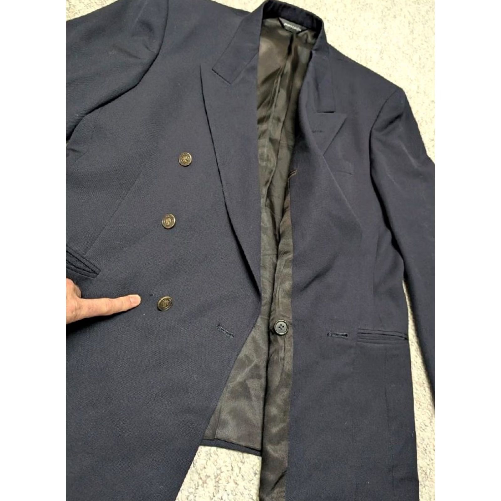 Pierre Cardin VINTAGE Pierre Cardin blazer jacket Navy blue double-breasted 44R Wool Wool Blazer Men USMade Navy Mens Size 44R - 5 Thumbnail