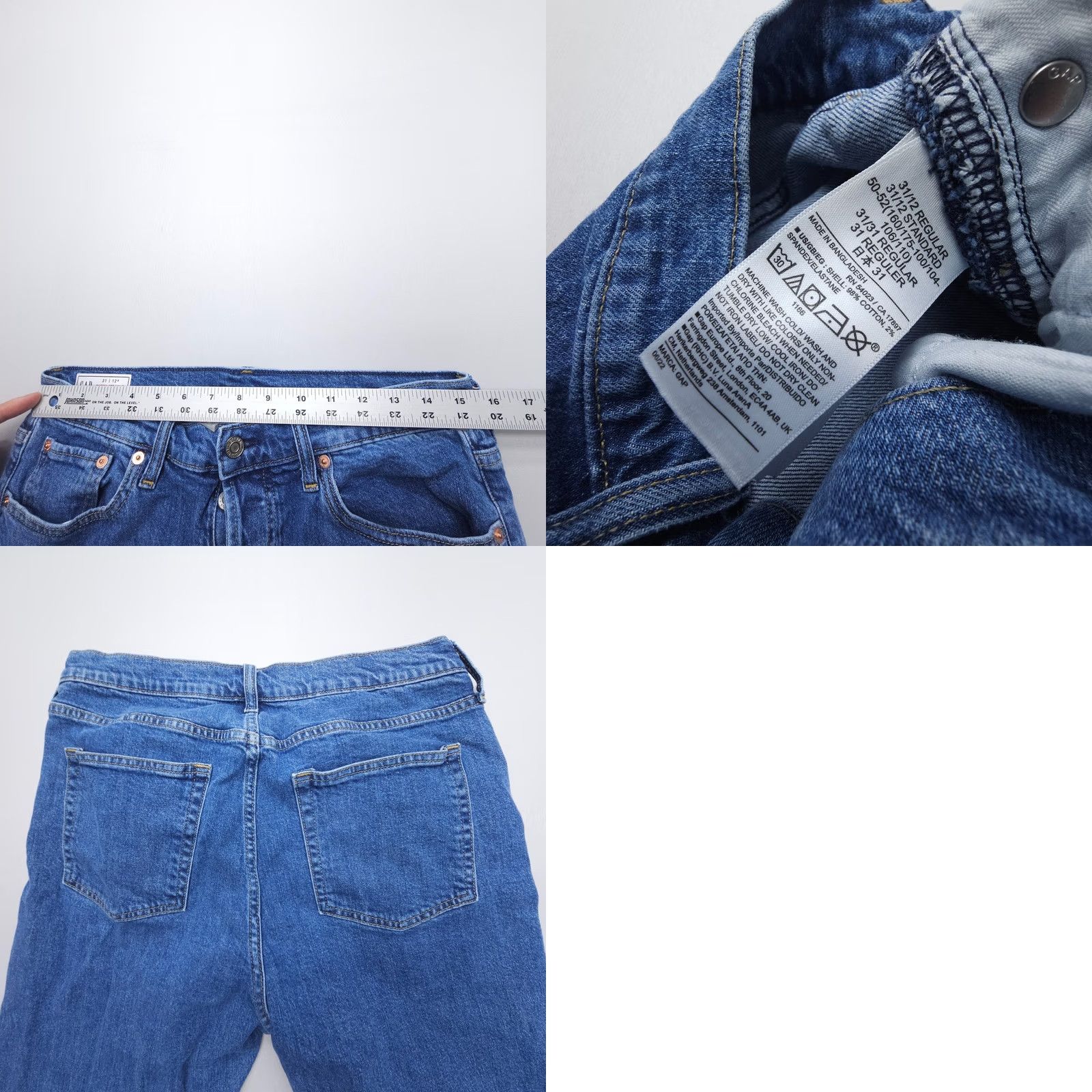 Gap Gap 1969 Jeans 31x26 High Rise Straight Blue Button Fly 5-Pocket Denim Stretch Comfort Women Regular XS-Plus? (Oops) Size 34" / US 12 / IT 48 - 8 Thumbnail