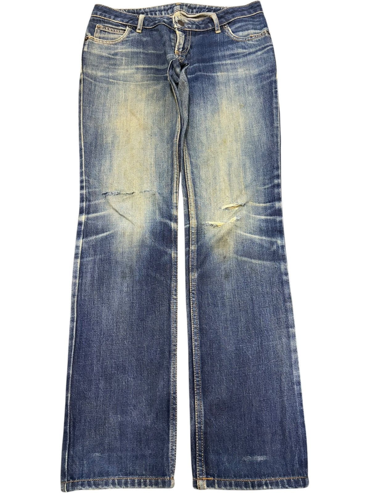 Lucien Pellat-Finet Vintage Japanese Brand Skull Embroidered Distress Jeans Size 29" - 1 Thumbnail