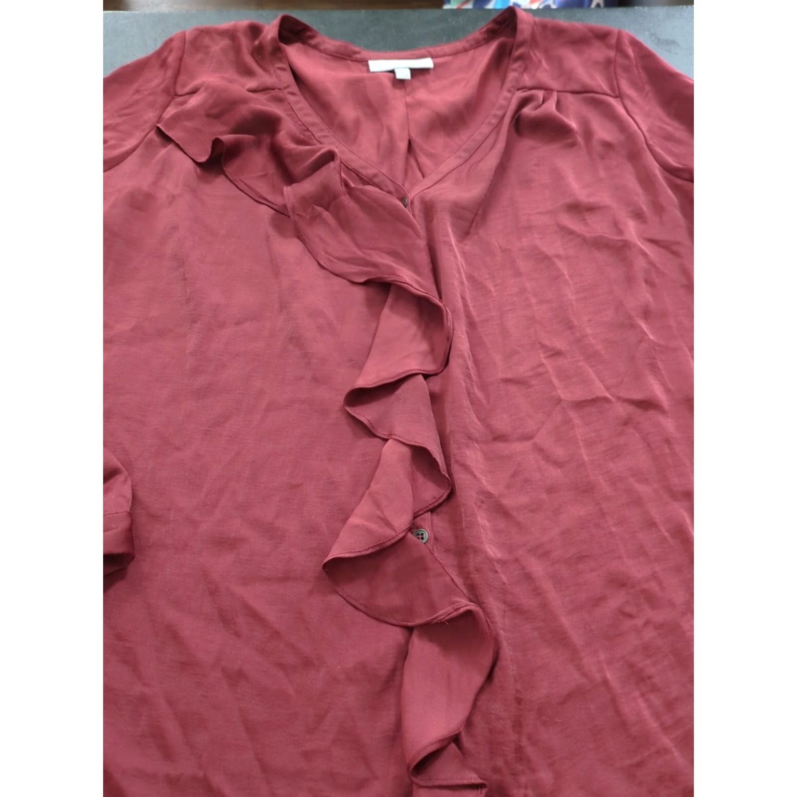 Jessica Simpson Jessica Simpson Maternity Blouse womens XL Red Long Sleeve Open Ruffle Polyester Shirt Size XL / US 12-14 / IT 48-50 - 2 Thumbnail