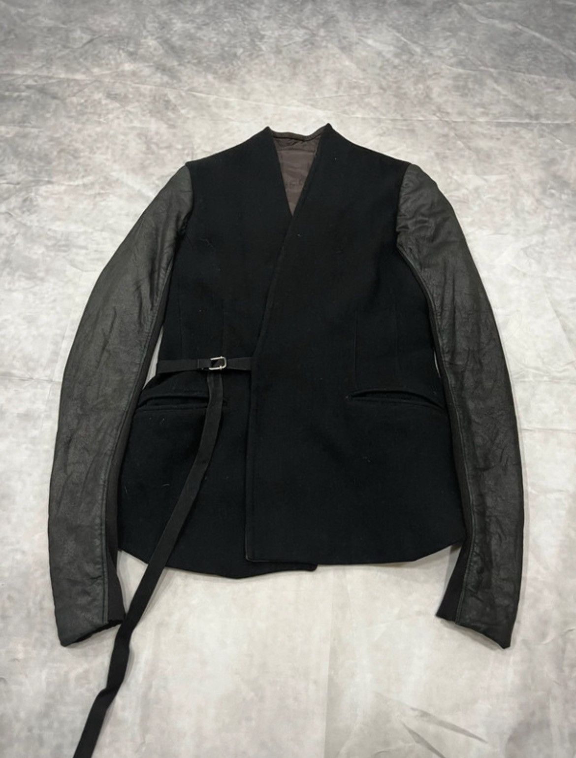Rick Owens Rick Owens Avant Garde Wool & Leather Sleeve Jacket Size M / US 6-8 / IT 42-44 - 1 Thumbnail