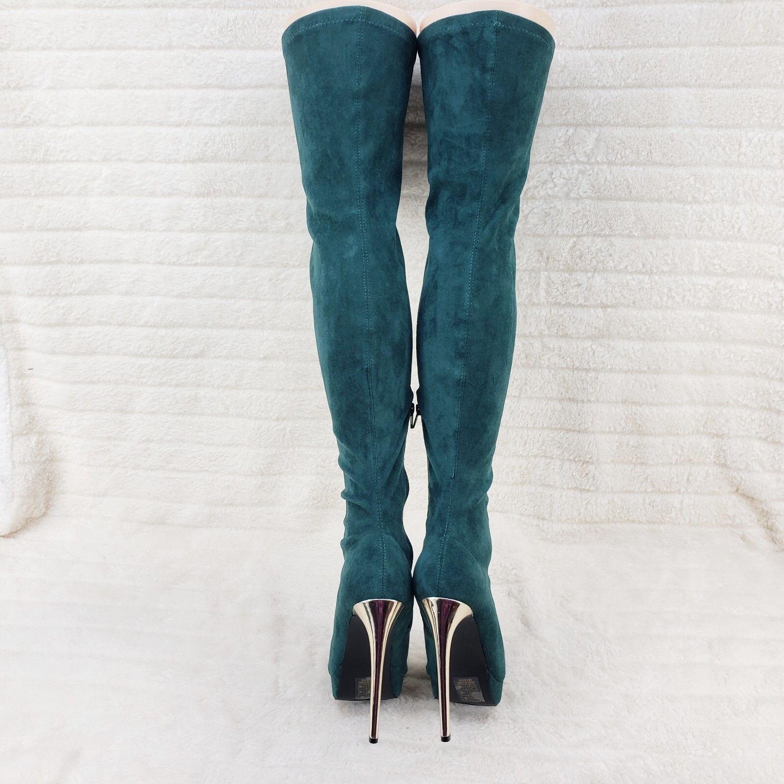 Other Girlz Revenge Faux Stretch Teal Suede High Heel Pointy Toe P Size US 8.5 / IT 38.5 - 8 Thumbnail