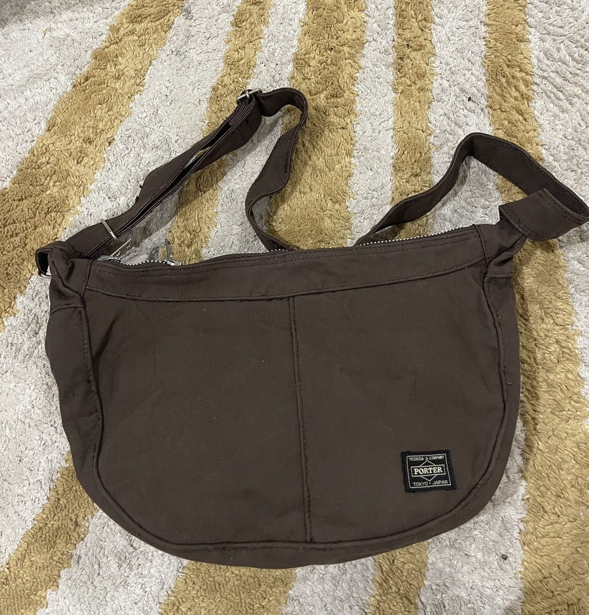Yoshida Porter Japan Sling Bag Denim Luggage Label in Brown, Men's