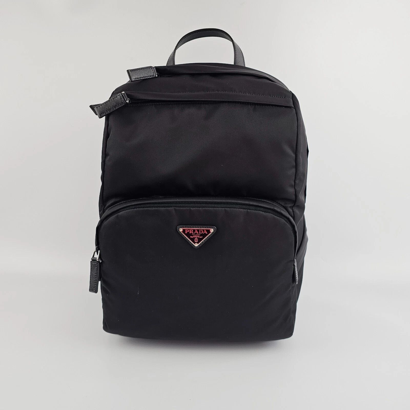 Prada PRADA Black Re-Nylon Saffiano Leather Backpack New Auth Size ONE SIZE - 1 Thumbnail