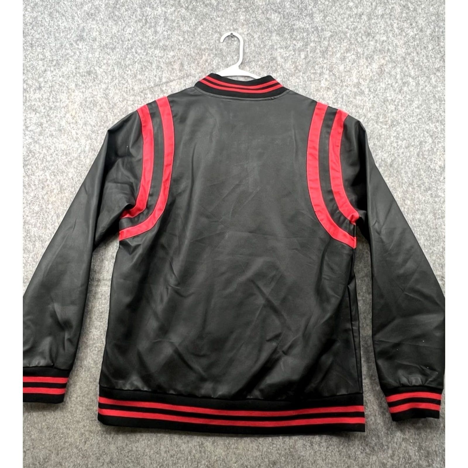 Ring Of Fire Ring Of Fire Jacket Men's XL Black Faux Leather Varsity Snap Red Stripes 80s 90s Size US XL / EU 56 / 4 - 6 Thumbnail