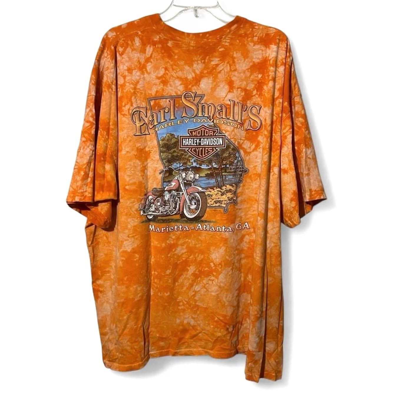 Harley Davidson VINTAGE Harley-Davidson T-Shirt Biker Shirt Tie Dye 2XL Orange Men Mens Size US XXL / EU 58 / 5 - 2 Thumbnail