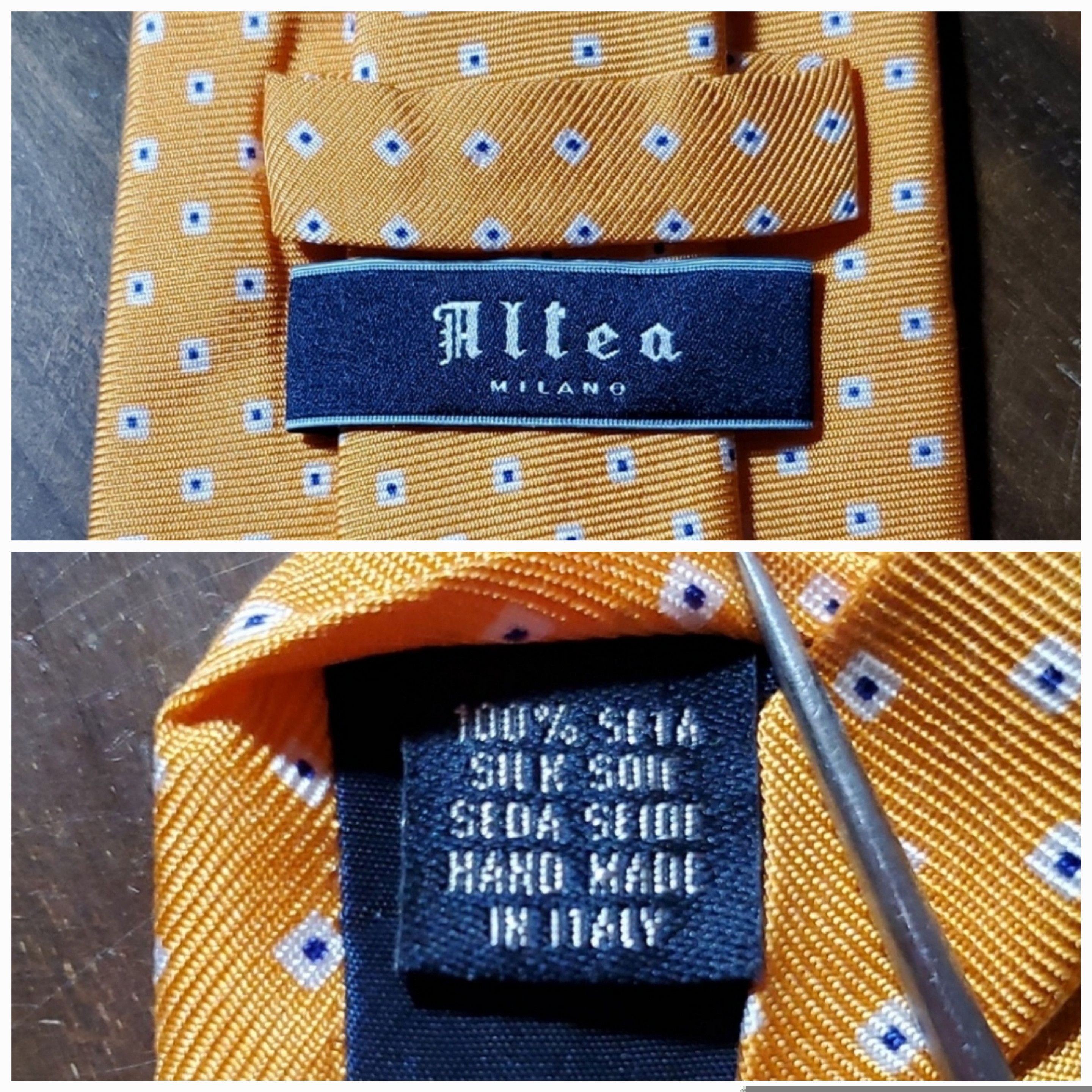 Altea Altea Milano 100% Silk Vintage Orange Tangerine Navy Blue Size ONE SIZE - 6 Thumbnail