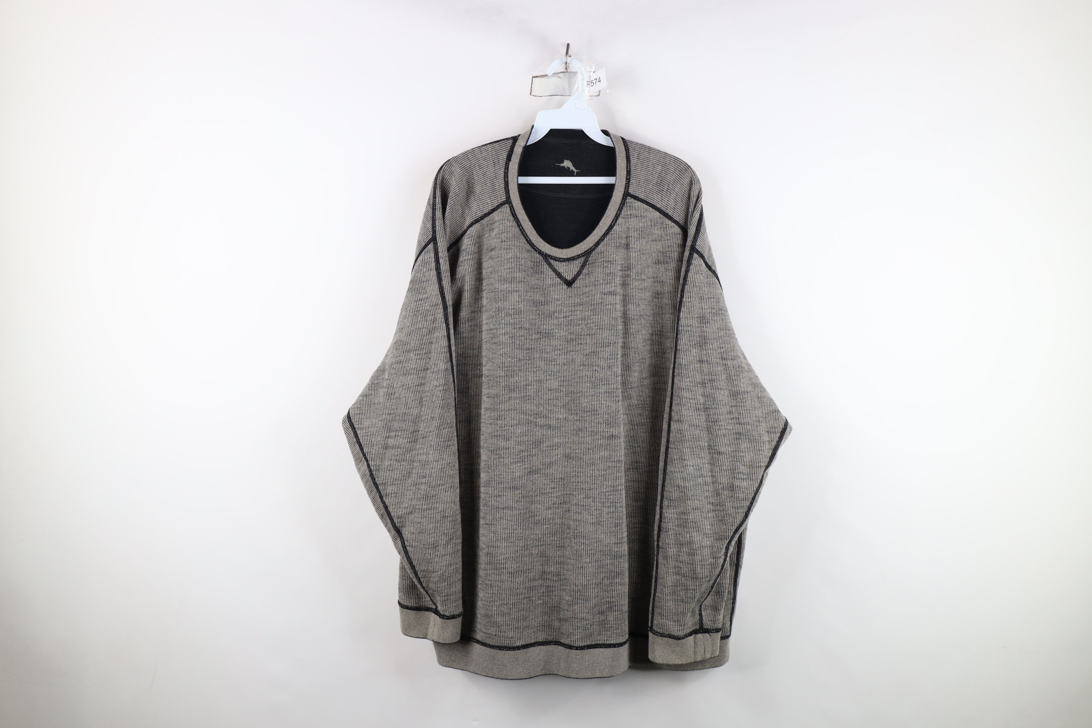 Tommy Bahama Vintage Tommy Bahama Reversible Crewneck Sweater Dark Gray Size US XXL / EU 58 / 5 - 11 Thumbnail