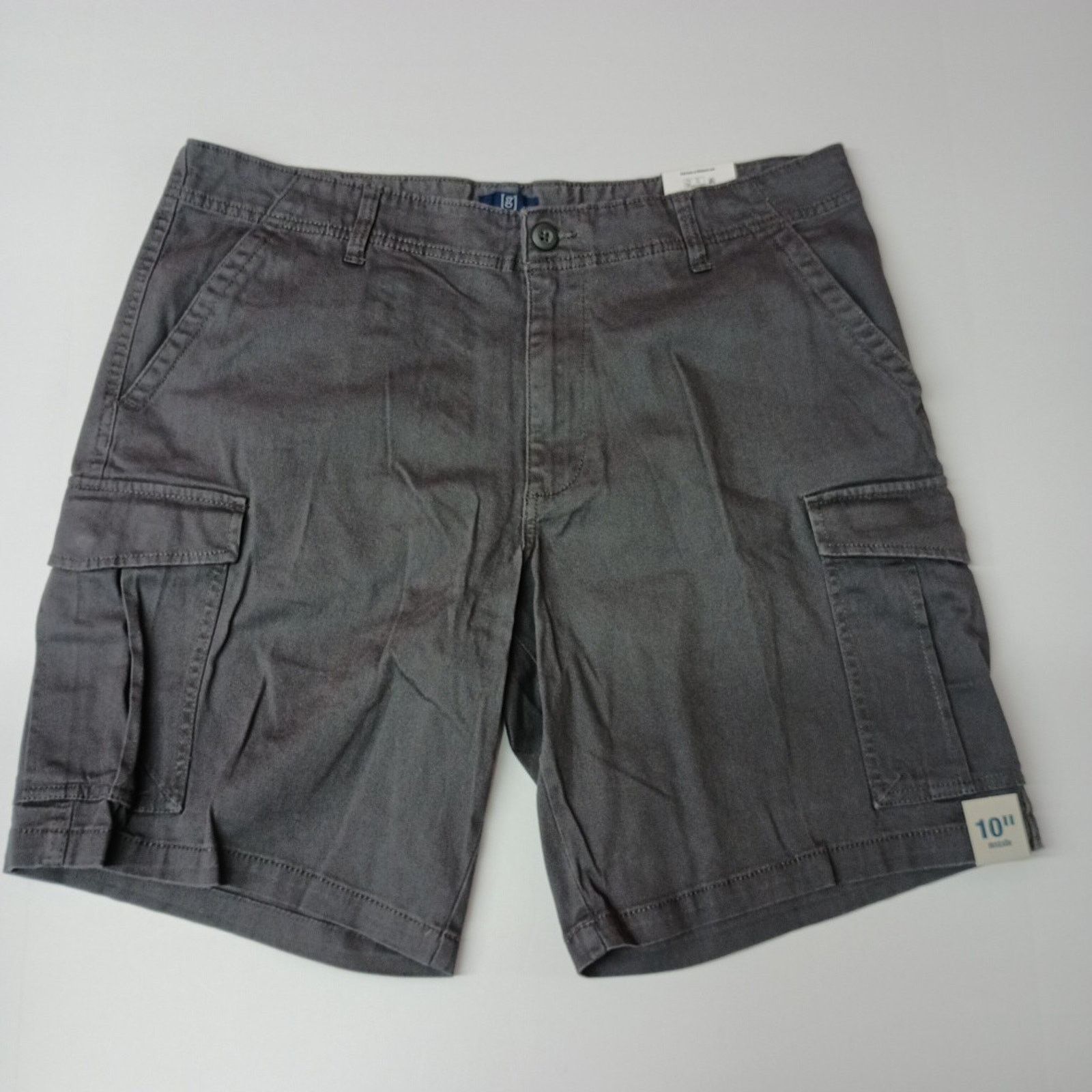 George George Cargo Shorts Men's Size 36 Gray Flat Front 10" Inseam Size US 36 / EU 52 - 1 Thumbnail