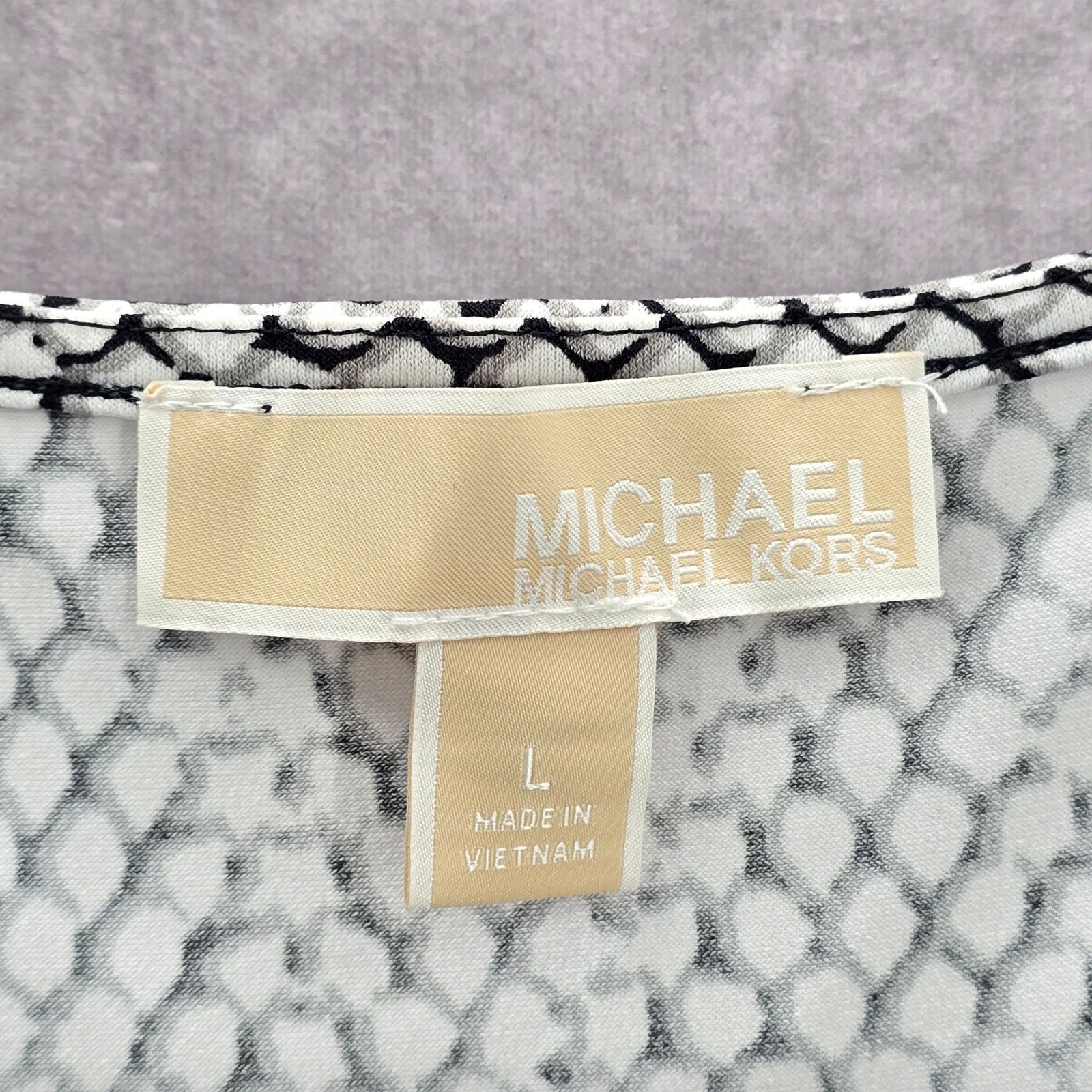 Michael Kors Michael Kors Black White Wrap Midi Short Sleeve Dress Large Size L / US 10 / IT 46 - 6 Thumbnail
