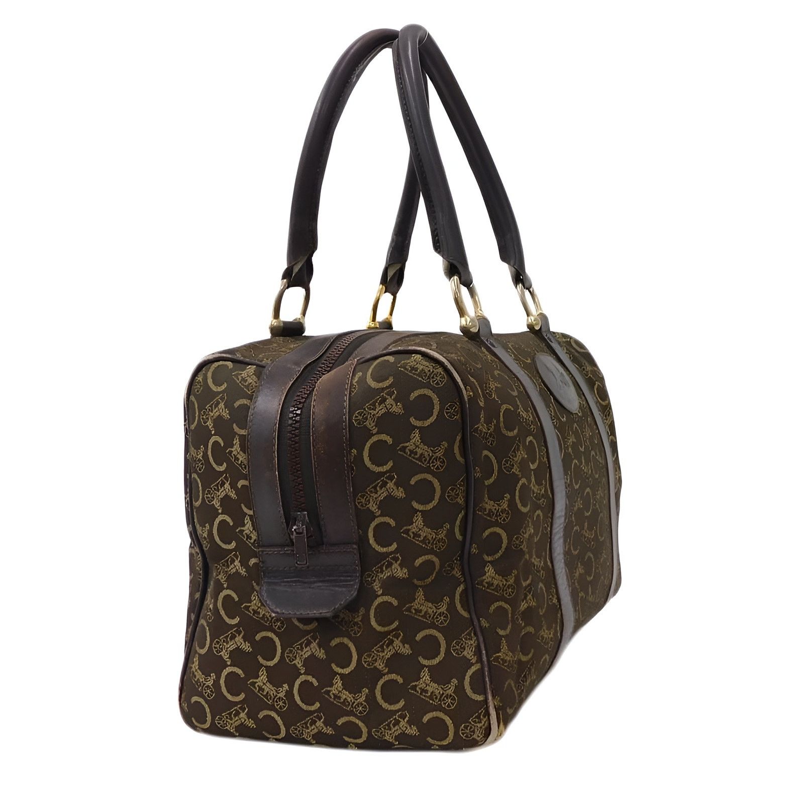 Celine CELINE C Macadam Canvas Hand Bag Brown Gold 001243 Size ONE SIZE - 4 Thumbnail