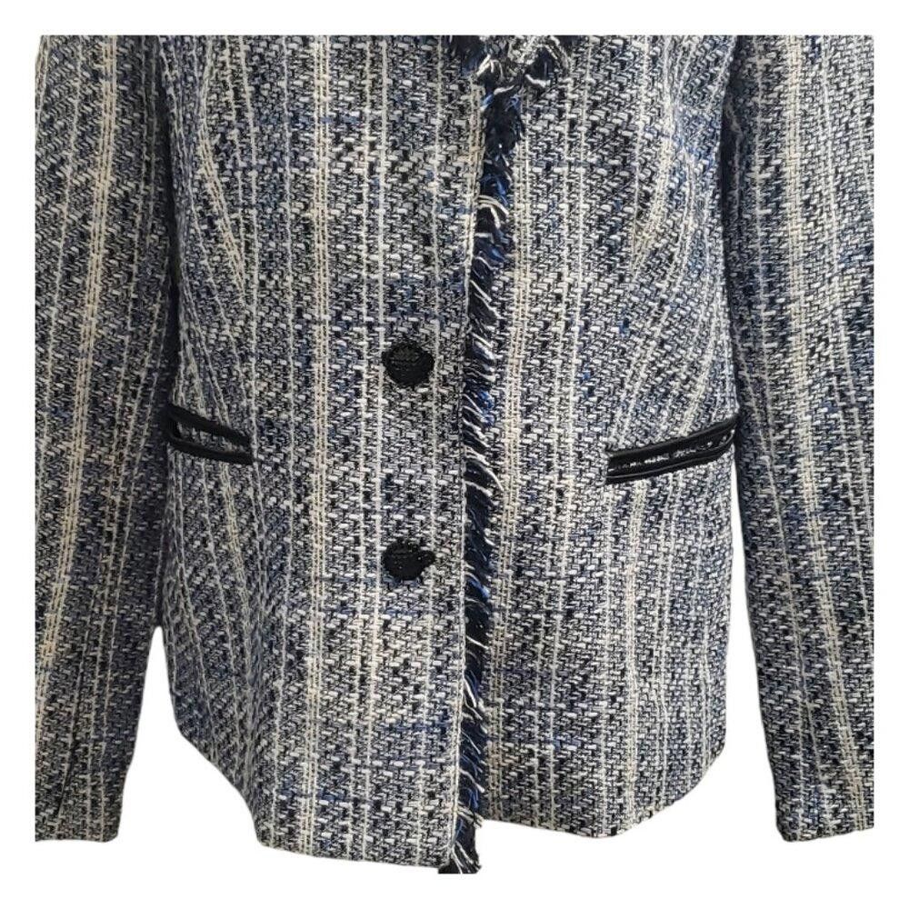 Karl Lagerfeld CT1925 Karl Lagerfeld Blue & Black Blazer with Pockets 14 Size XL / US 12-14 / IT 48-50 - 3 Thumbnail