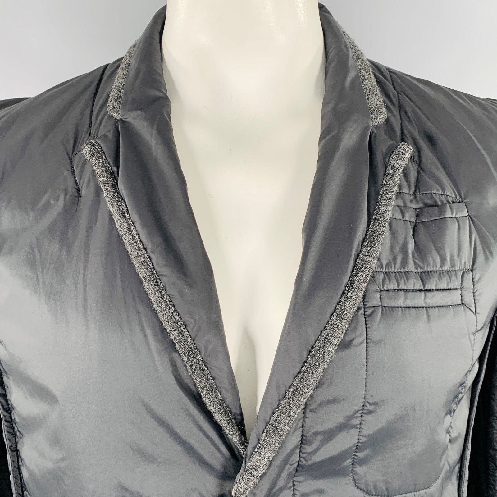 Undercover Size XL Black Grey Contrast Trim Nylon Blazer Jacket Size 46R - 2 Thumbnail